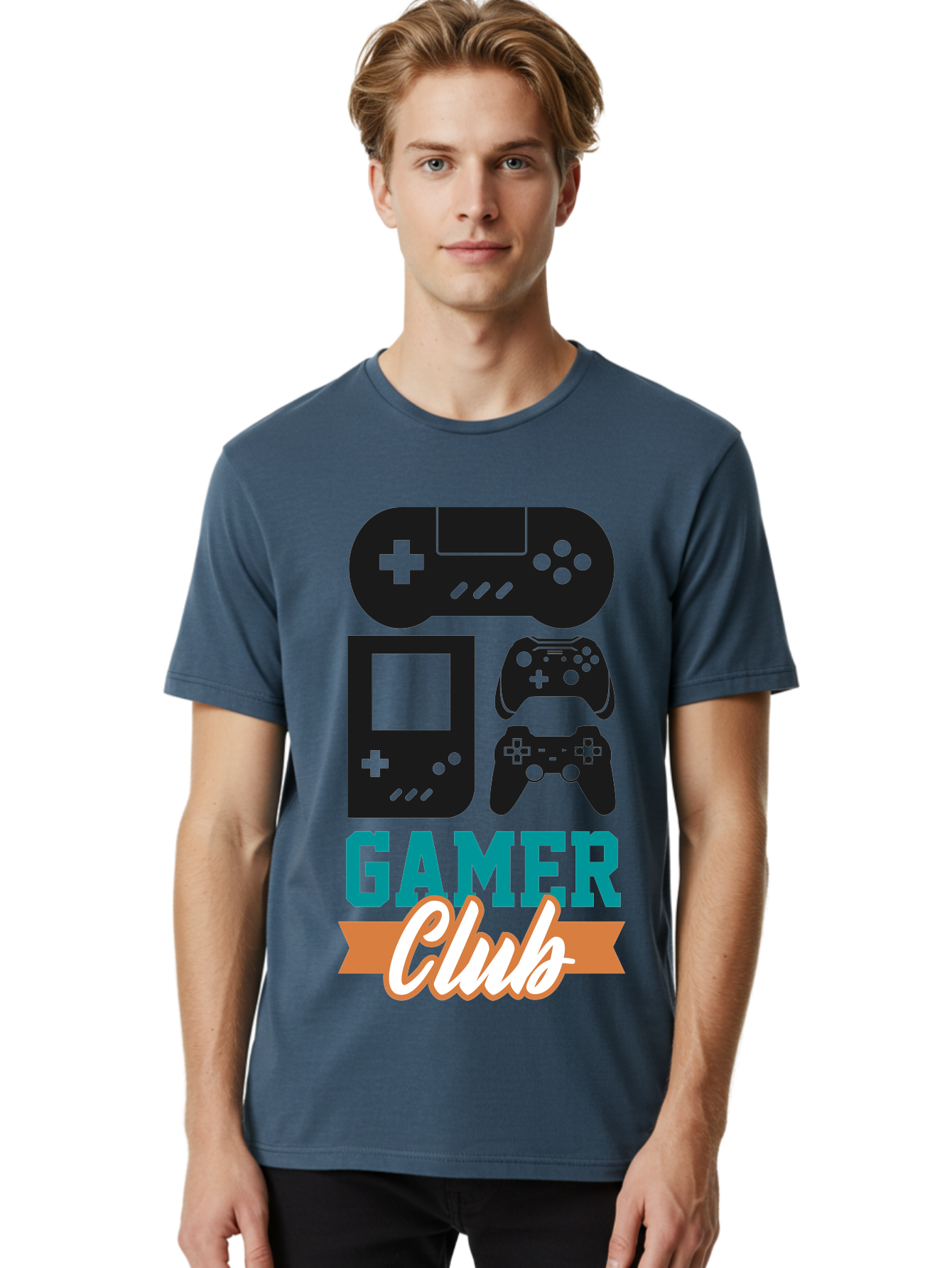 Gamer-Club Men'S Graphic Tee, 100% Cotton, Comfortable Casual Summer Wear, Machine Washable, Gaming Club, Gamer Community, Game Controllers, Video Games, Gamepad, Gaming Console, Game Controller Graphics, Gaming Accessories, Game Night -  Aaa633