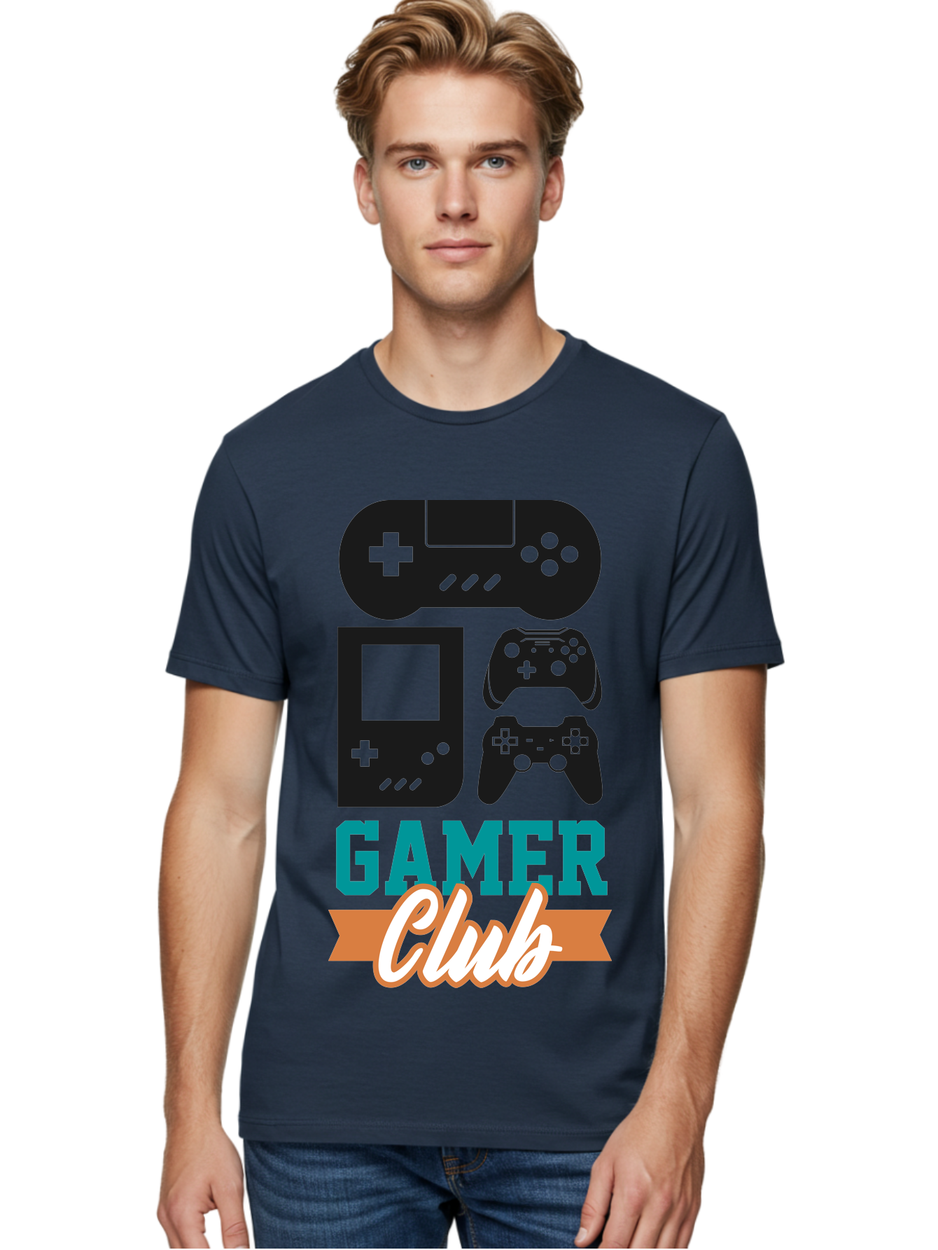 Gamer-Club Men'S Graphic Tee, 100% Cotton, Comfortable Casual Summer Wear, Machine Washable, Gaming Club, Gamer Community, Game Controllers, Video Games, Gamepad, Gaming Console, Game Controller Graphics, Gaming Accessories, Game Night -  Aaa633