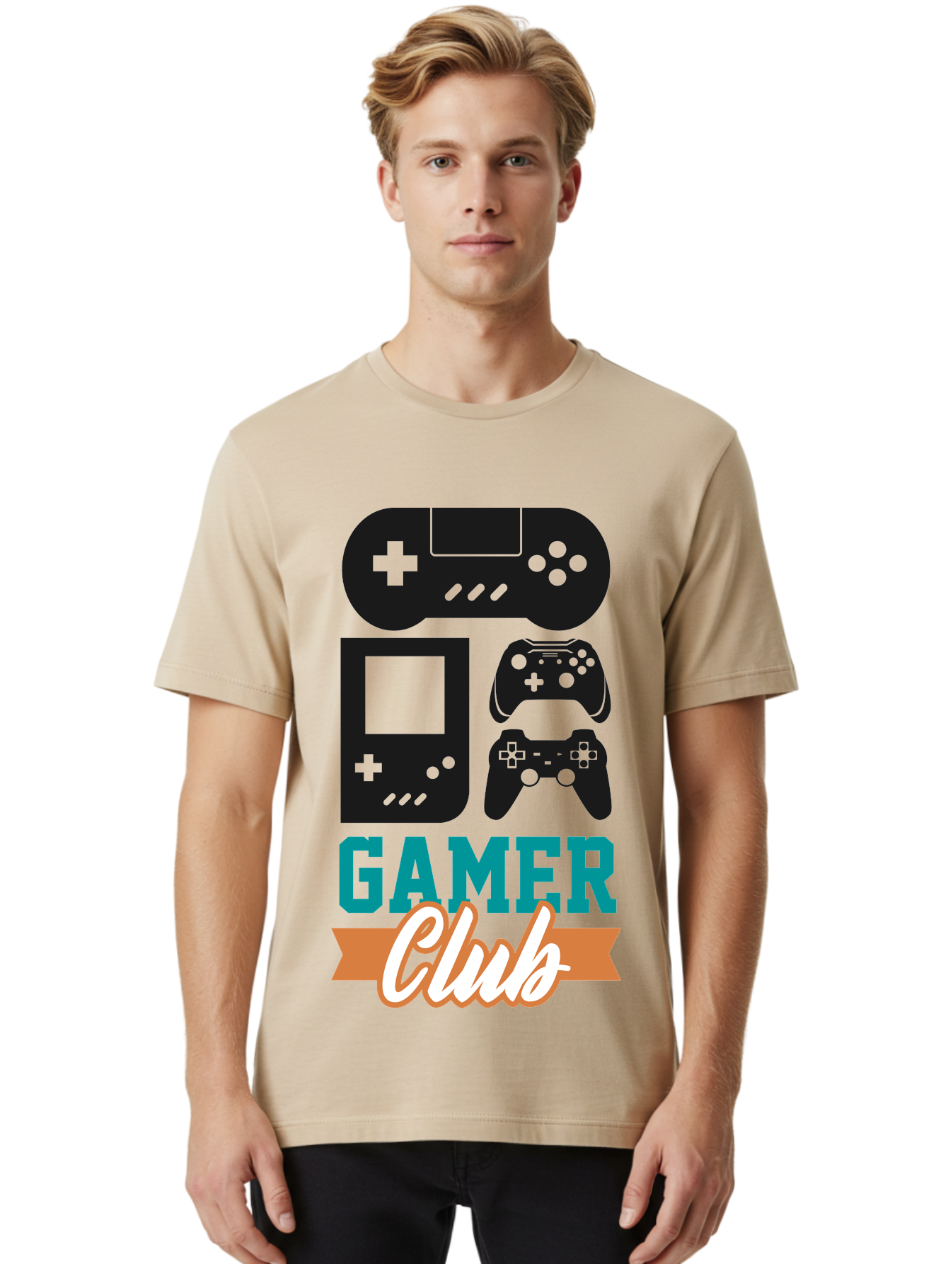 Gamer-Club Men'S Graphic Tee, 100% Cotton, Comfortable Casual Summer Wear, Machine Washable, Gaming Club, Gamer Community, Game Controllers, Video Games, Gamepad, Gaming Console, Game Controller Graphics, Gaming Accessories, Game Night -  Aaa633