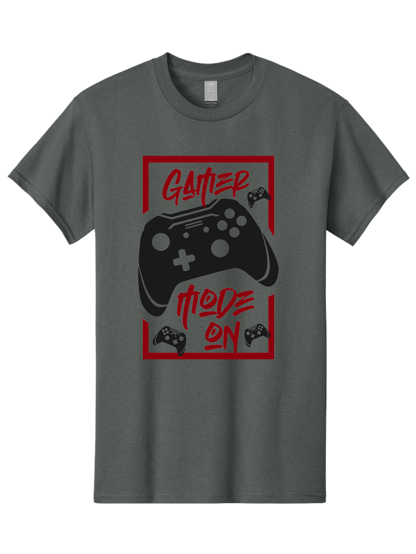 Gamer-Mode-On Men'S Graphic Tee, 100% Cotton, Comfortable Casual Summer Wear, Machine Washable, Game Controller, Gaming Graphics, Video Game Console, Game Mode On, Gather Mode, Gamer Culture, Gaming Community, Game On, Red And Green Design -  Aaa634