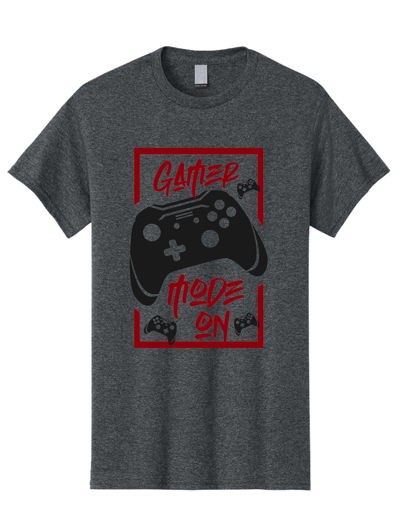 Gamer-Mode-On Men'S Graphic Tee, 100% Cotton, Comfortable Casual Summer Wear, Machine Washable, Game Controller, Gaming Graphics, Video Game Console, Game Mode On, Gather Mode, Gamer Culture, Gaming Community, Game On, Red And Green Design -  Aaa634