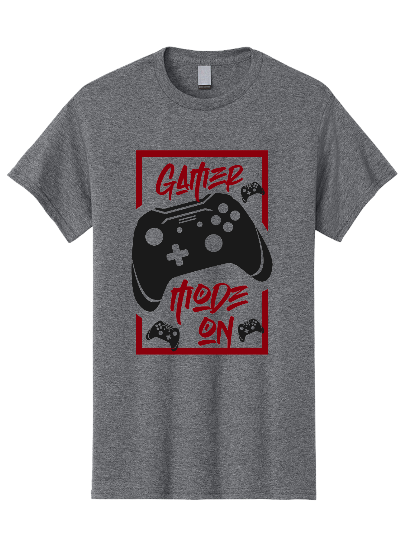 Gamer-Mode-On Men'S Graphic Tee, 100% Cotton, Comfortable Casual Summer Wear, Machine Washable, Game Controller, Gaming Graphics, Video Game Console, Game Mode On, Gather Mode, Gamer Culture, Gaming Community, Game On, Red And Green Design -  Aaa634