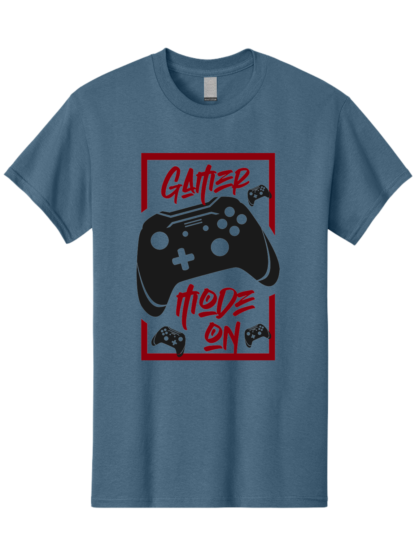 Gamer-Mode-On Men'S Graphic Tee, 100% Cotton, Comfortable Casual Summer Wear, Machine Washable, Game Controller, Gaming Graphics, Video Game Console, Game Mode On, Gather Mode, Gamer Culture, Gaming Community, Game On, Red And Green Design -  Aaa634