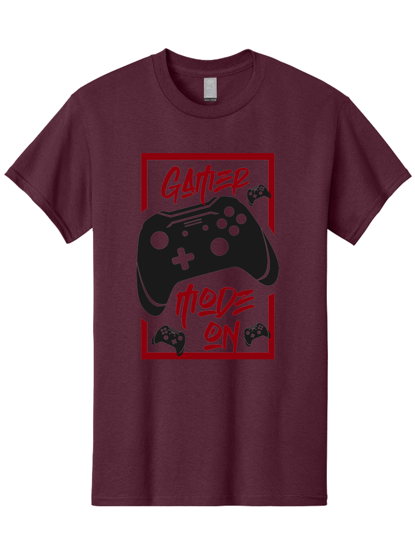 Gamer-Mode-On Men'S Graphic Tee, 100% Cotton, Comfortable Casual Summer Wear, Machine Washable, Game Controller, Gaming Graphics, Video Game Console, Game Mode On, Gather Mode, Gamer Culture, Gaming Community, Game On, Red And Green Design -  Aaa634