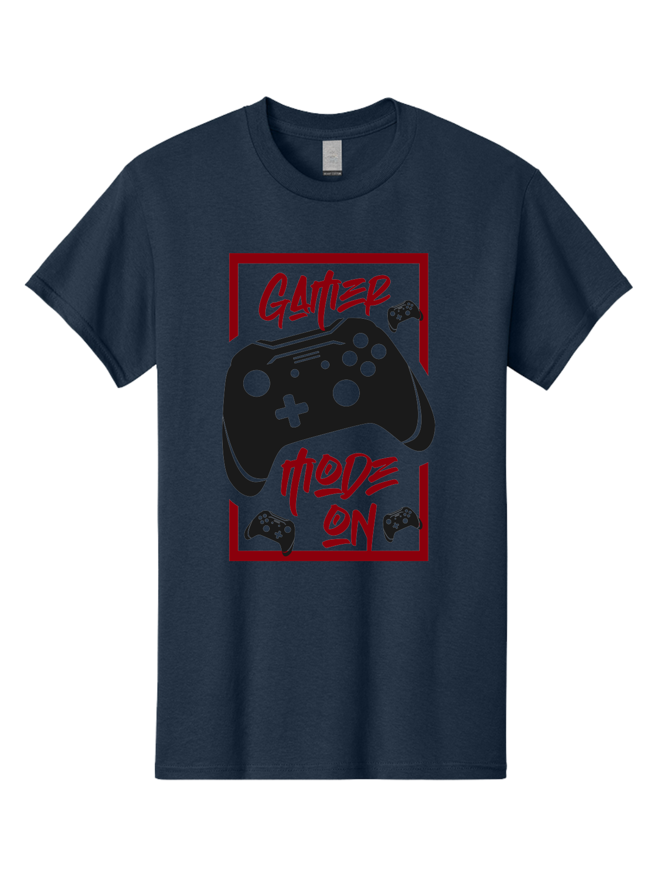 Gamer-Mode-On Men'S Graphic Tee, 100% Cotton, Comfortable Casual Summer Wear, Machine Washable, Game Controller, Gaming Graphics, Video Game Console, Game Mode On, Gather Mode, Gamer Culture, Gaming Community, Game On, Red And Green Design -  Aaa634