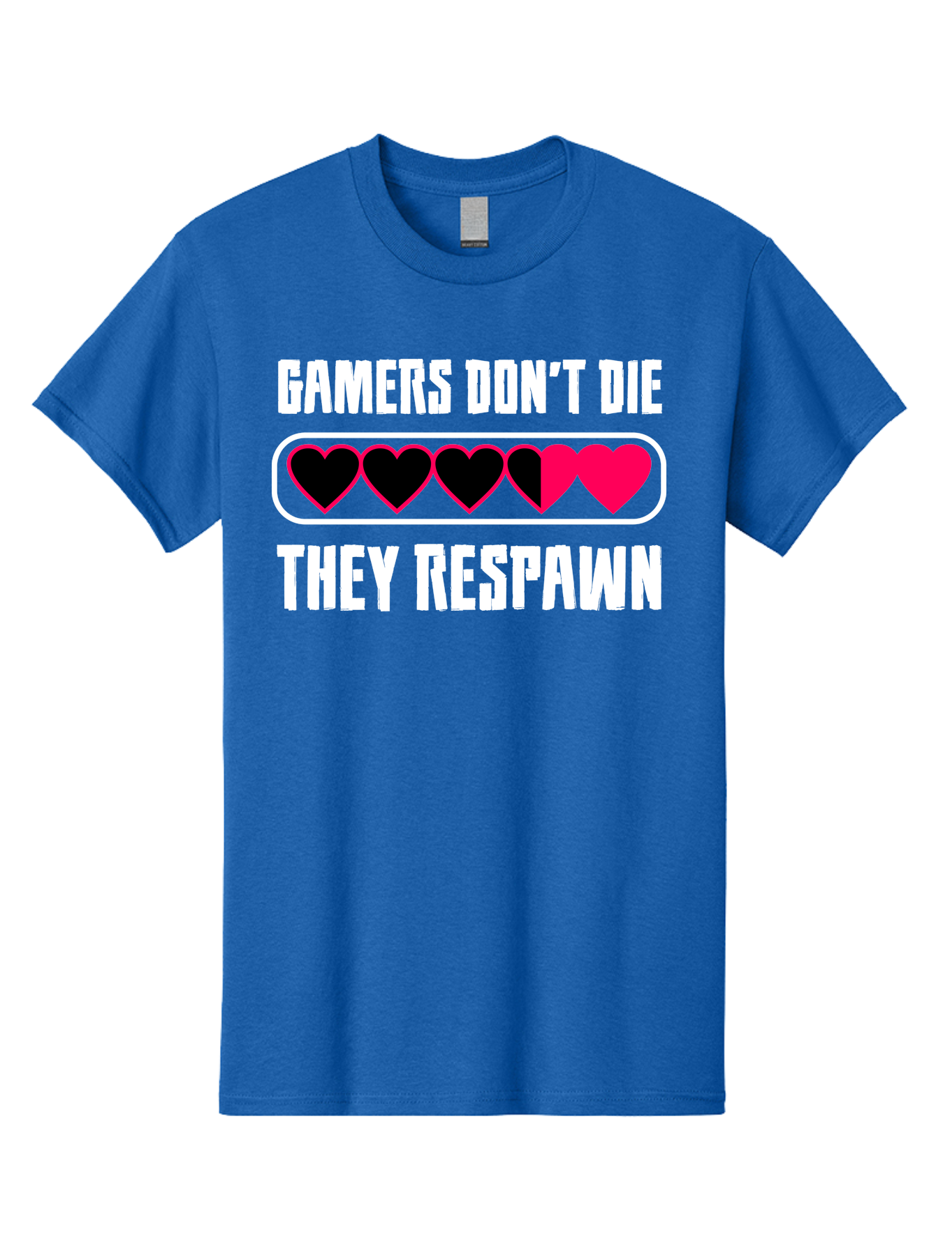 Gamers-Don-T-Die-They-Respwan Men'S Graphic Tee, 100% Cotton, Comfortable Casual Summer Wear, Machine Washable, Gaming Quote, Gamer Life, Respawn, Video Game Humor, Gaming Culture, Gamer Hearts, Digital Entertainment, Gaming Phrase -  Aaa637