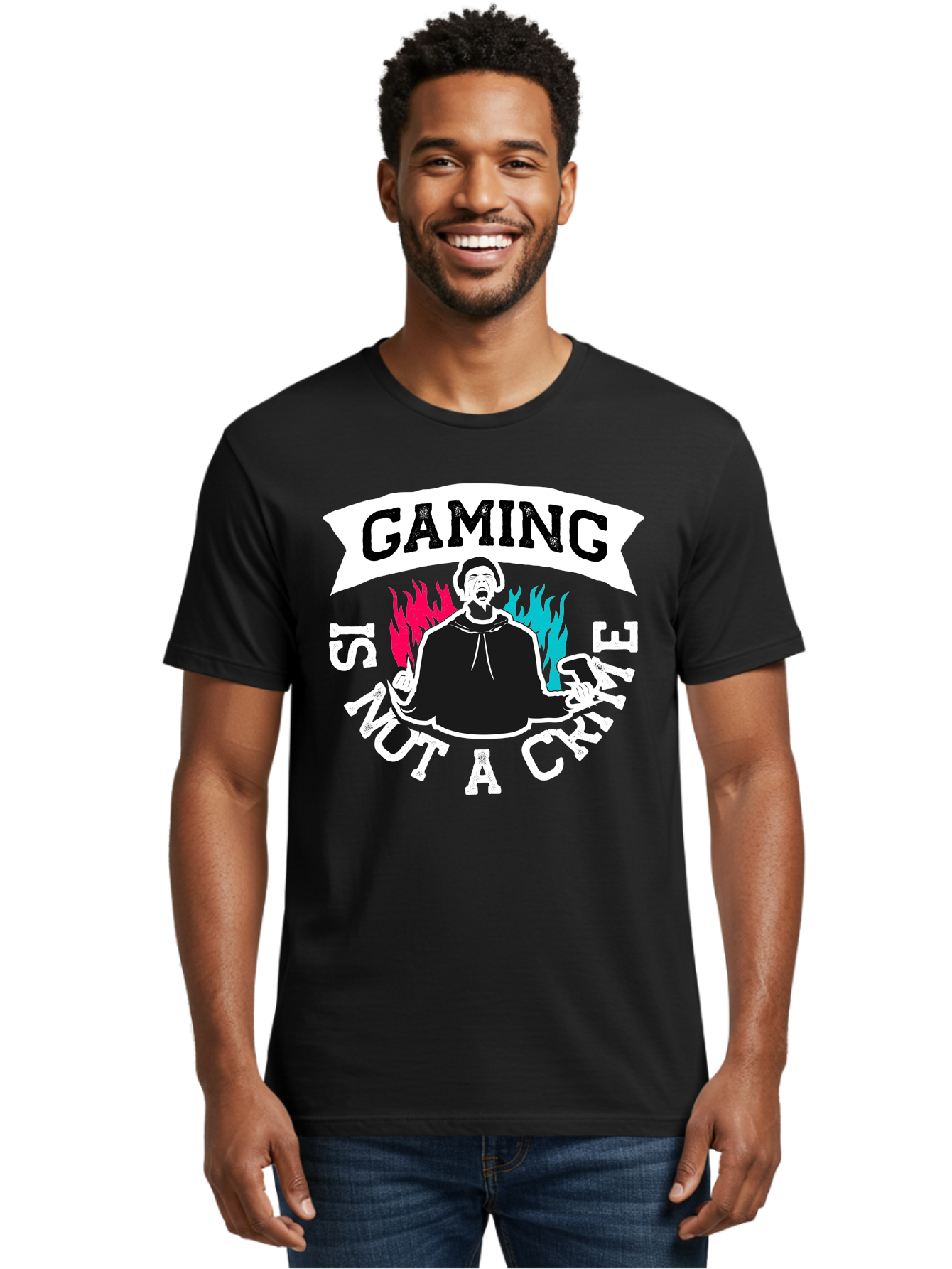 Gaming-Is-Not-A-Crime Men'S Graphic Tee, 100% Cotton, Comfortable Casual Summer Wear, Machine Washable, Gaming Culture, Gamer Identity, Pop Culture Graphics, Bold Typography, Video Game Illustrations, Passionate Expression, Loud And Proud, -  Aaa639