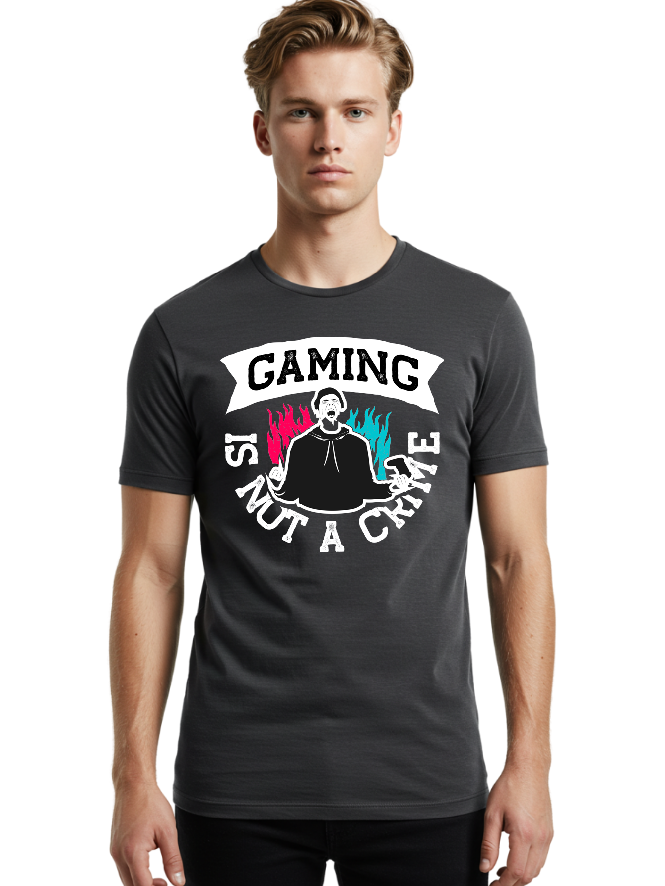 Gaming-Is-Not-A-Crime Men'S Graphic Tee, 100% Cotton, Comfortable Casual Summer Wear, Machine Washable, Gaming Culture, Gamer Identity, Pop Culture Graphics, Bold Typography, Video Game Illustrations, Passionate Expression, Loud And Proud, -  Aaa639