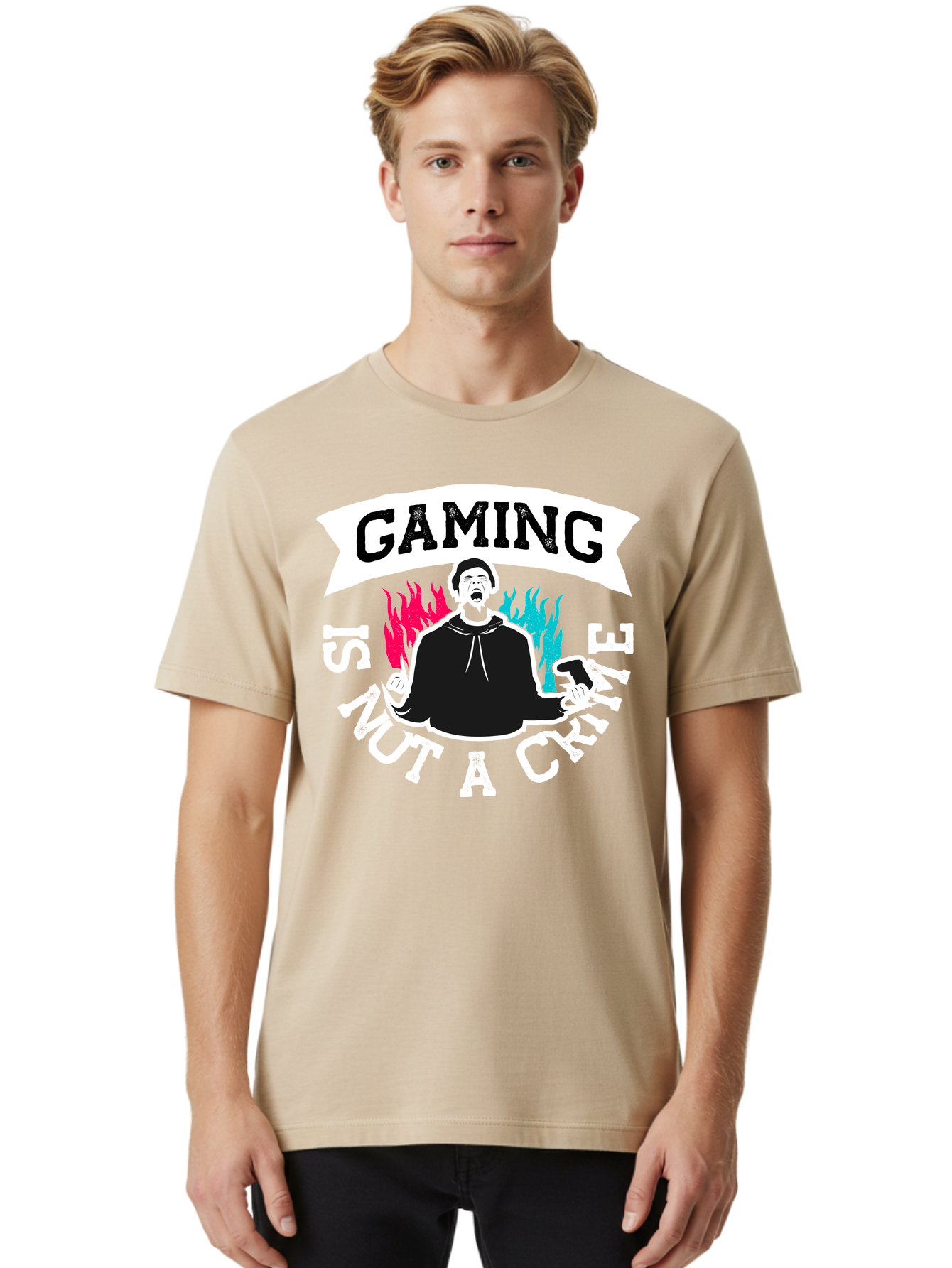 Gaming-Is-Not-A-Crime Men'S Graphic Tee, 100% Cotton, Comfortable Casual Summer Wear, Machine Washable, Gaming Culture, Gamer Identity, Pop Culture Graphics, Bold Typography, Video Game Illustrations, Passionate Expression, Loud And Proud, -  Aaa639