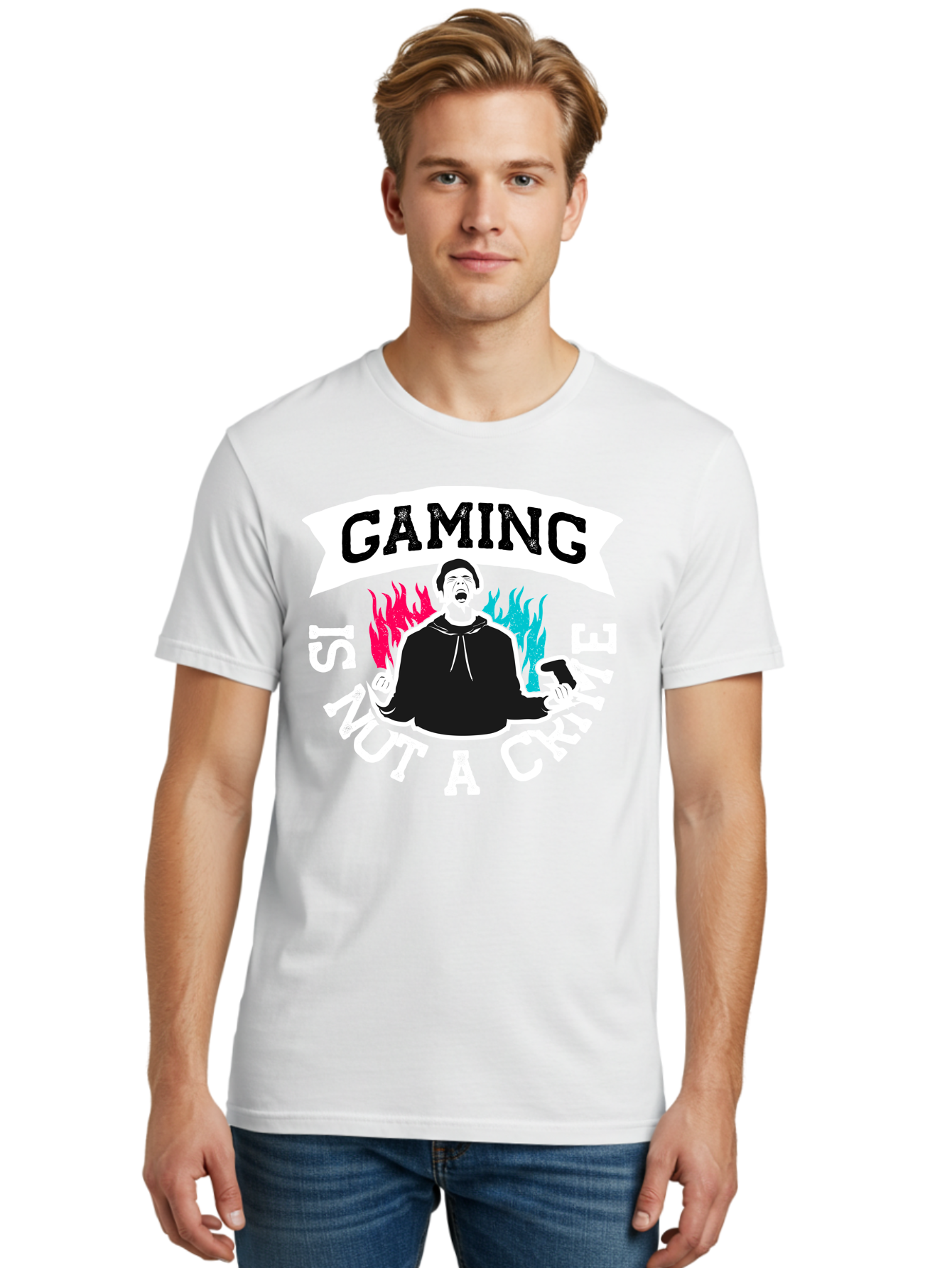 Gaming-Is-Not-A-Crime Men'S Graphic Tee, 100% Cotton, Comfortable Casual Summer Wear, Machine Washable, Gaming Culture, Gamer Identity, Pop Culture Graphics, Bold Typography, Video Game Illustrations, Passionate Expression, Loud And Proud, -  Aaa639