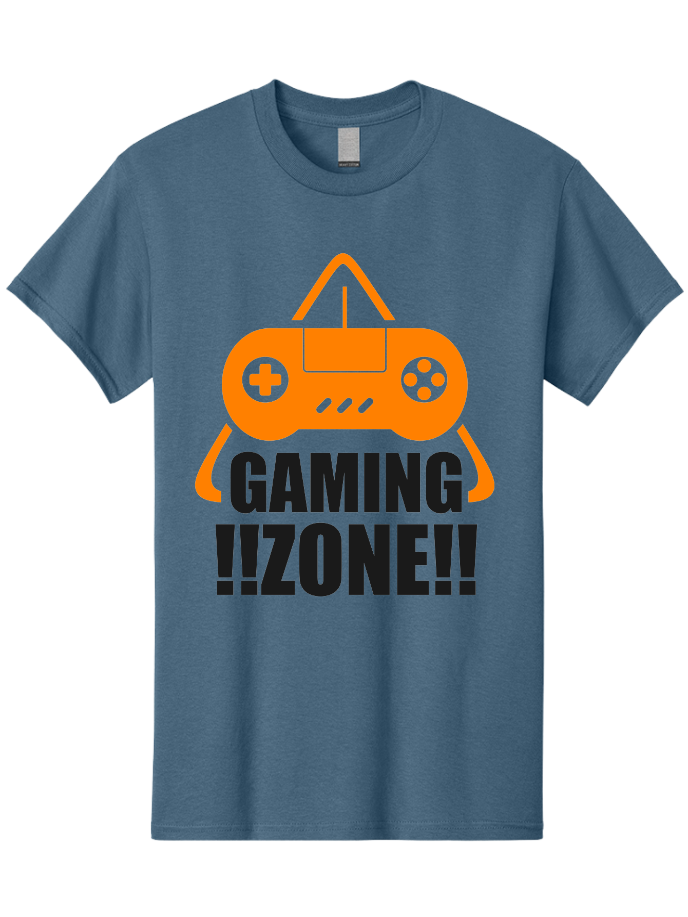 Gaming-Zone Men'S Graphic Tee, 100% Cotton, Comfortable Casual Summer Wear, Machine Washable, Gaming Controller, Orange Graphics, Gaming Zone, Video Games, Gaming Community, Online Gaming, Gaming Culture, Gamer Lifestyle -  Aaa641
