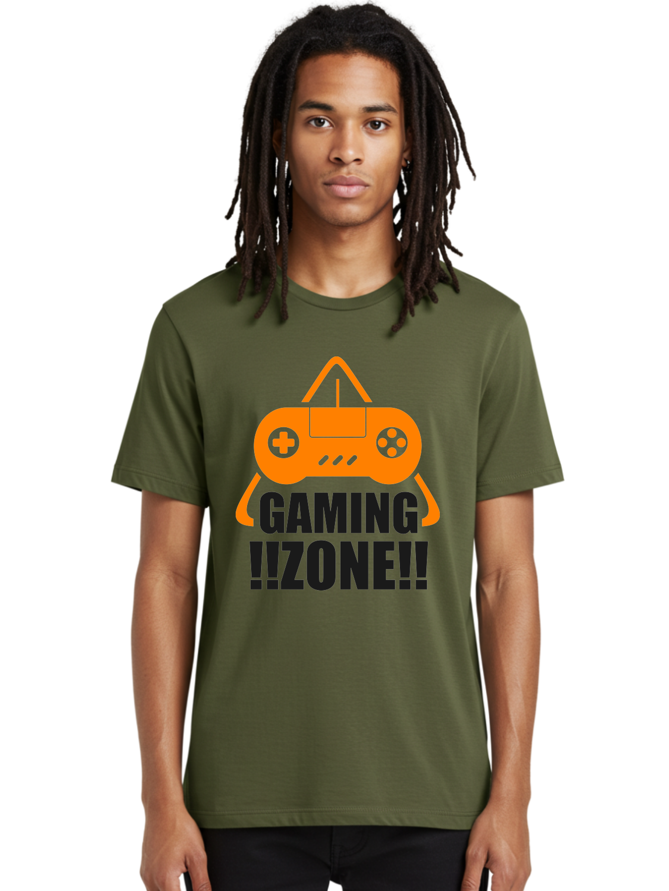 Gaming-Zone Men'S Graphic Tee, 100% Cotton, Comfortable Casual Summer Wear, Machine Washable, Gaming Controller, Orange Graphics, Gaming Zone, Video Games, Gaming Community, Online Gaming, Gaming Culture, Gamer Lifestyle -  Aaa641
