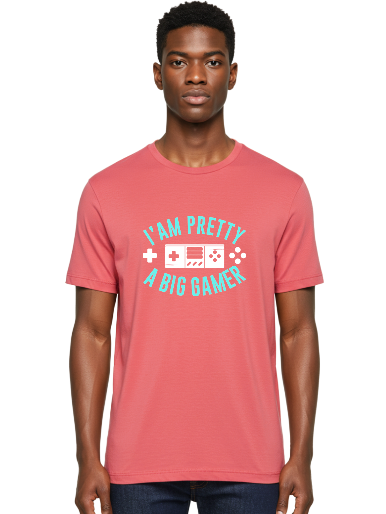 I-Am-Pretty-A-Big-Gamer Men'S Graphic Tee, 100% Cotton, Comfortable Casual Summer Wear, Machine Washable, Gaming Graphic, Gamer Quote, Game Console Icon, I Am Pretty Big Gamer, Positive Affirmation, Gaming Culture, Fun Design, -  Aaa642