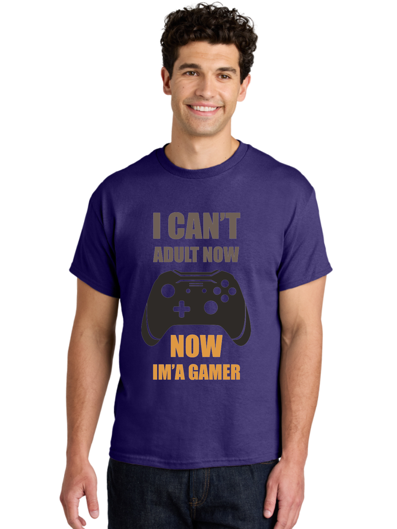I-Can-T-Adult-Now Men'S Graphic Tee, 100% Cotton, Comfortable Casual Summer Wear, Machine Washable, Gaming Humor, Gamer Life, Video Game Controller, Can'T Adult, Gaming Culture, Fun Quote, Gaming Quote, Playful Graphics, Gaming Phrases -  Aaa644