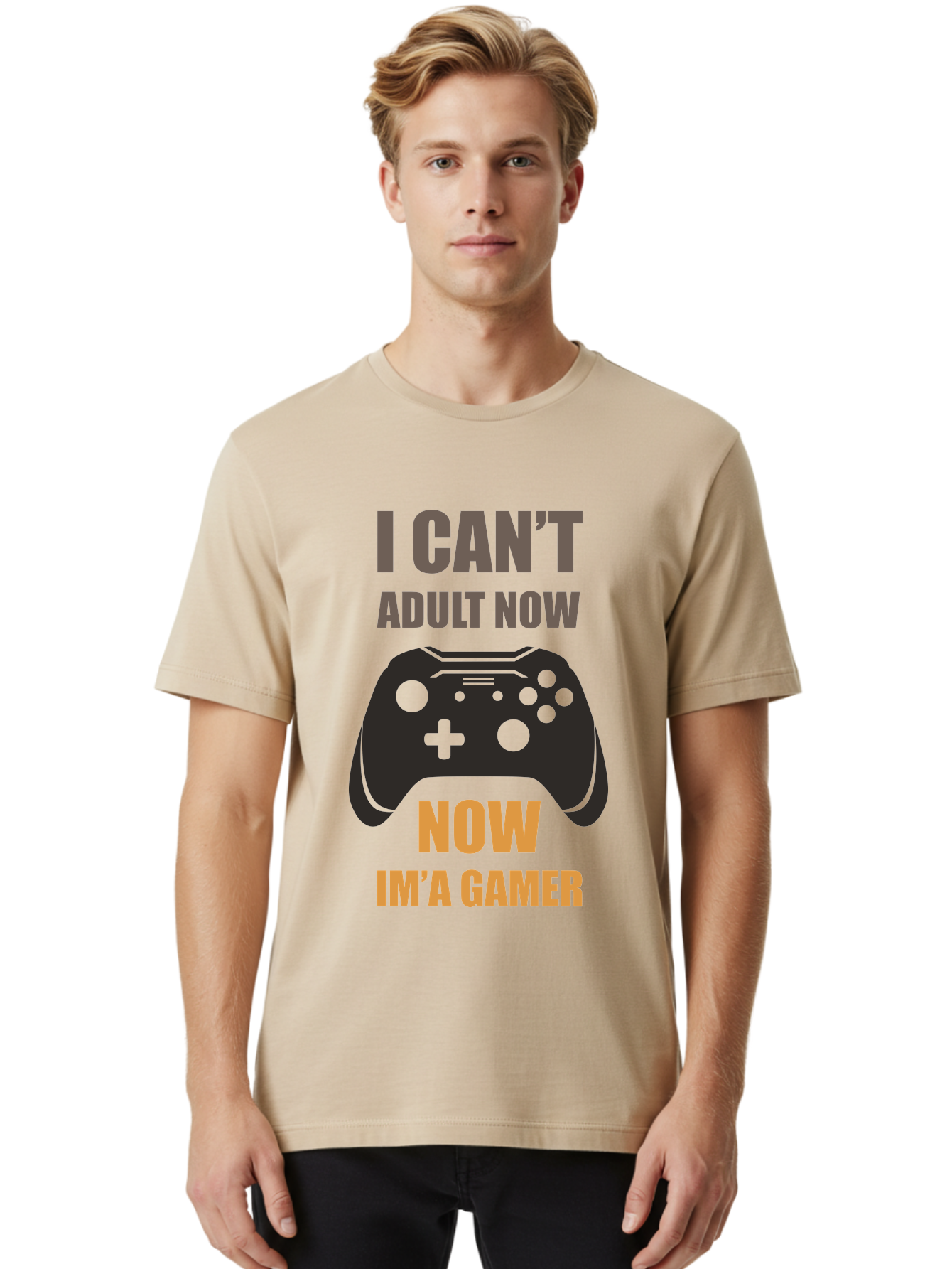 I-Can-T-Adult-Now Men'S Graphic Tee, 100% Cotton, Comfortable Casual Summer Wear, Machine Washable, Gaming Humor, Gamer Life, Video Game Controller, Can'T Adult, Gaming Culture, Fun Quote, Gaming Quote, Playful Graphics, Gaming Phrases -  Aaa644