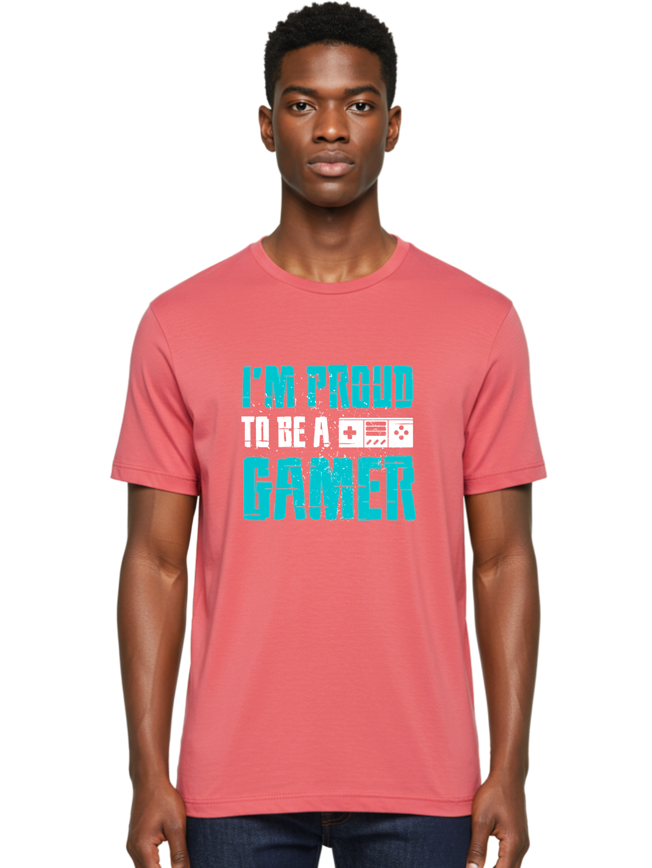 I-M-Proud-To-Be-A-Gamer Men'S Graphic Tee, 100% Cotton, Comfortable Casual Summer Wear, Machine Washable, Gaming Culture, Gamer Pride, Video Games, Gaming Community, Gamer Identity, Positive Affirmation, Game On -  Aaa647