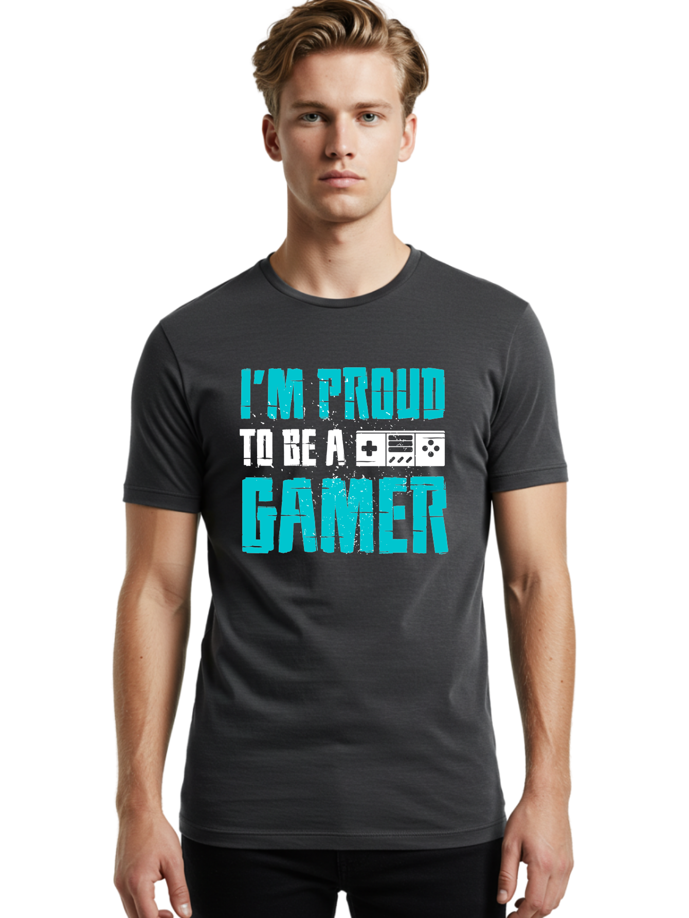 I-M-Proud-To-Be-A-Gamer Men'S Graphic Tee, 100% Cotton, Comfortable Casual Summer Wear, Machine Washable, Gaming Culture, Gamer Pride, Video Games, Gaming Community, Gamer Identity, Positive Affirmation, Game On -  Aaa647