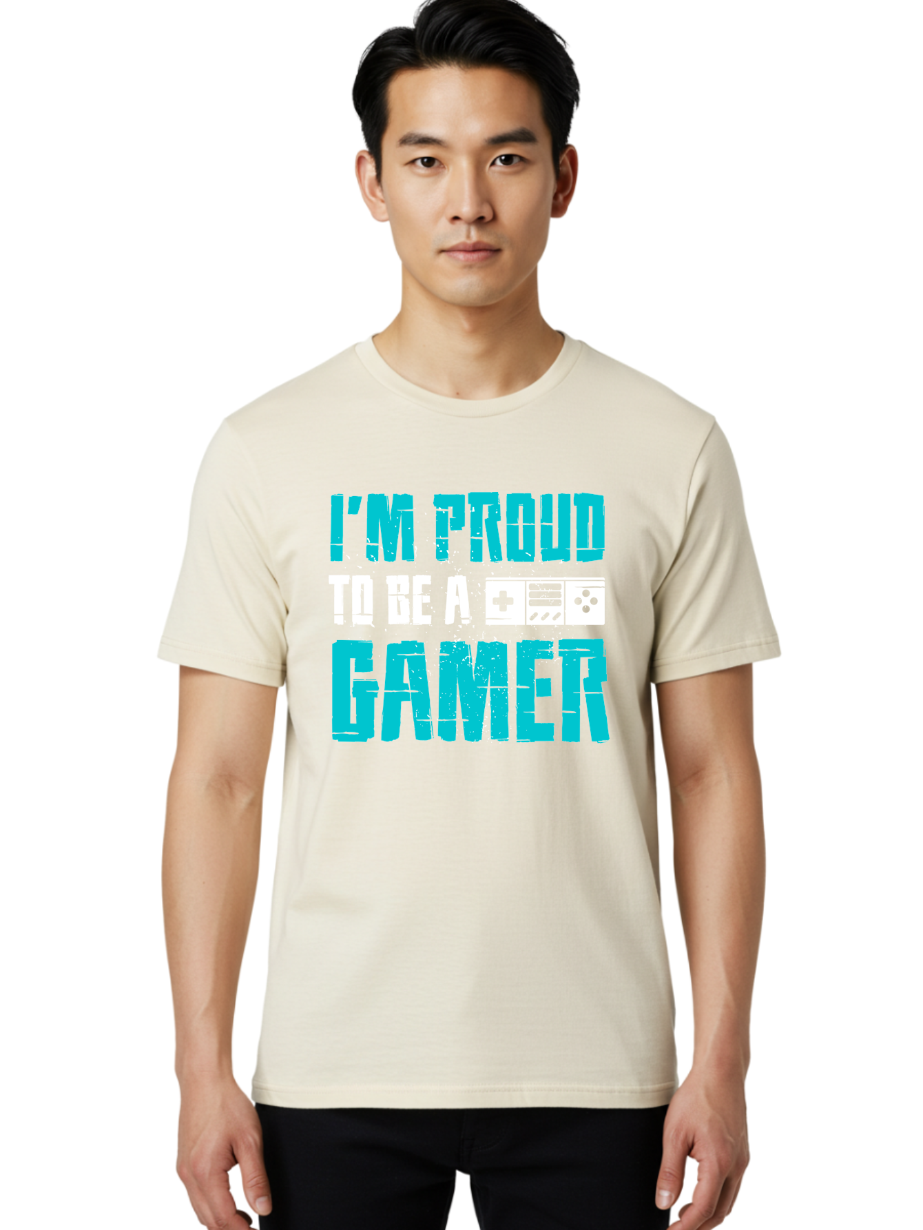 I-M-Proud-To-Be-A-Gamer Men'S Graphic Tee, 100% Cotton, Comfortable Casual Summer Wear, Machine Washable, Gaming Culture, Gamer Pride, Video Games, Gaming Community, Gamer Identity, Positive Affirmation, Game On -  Aaa647