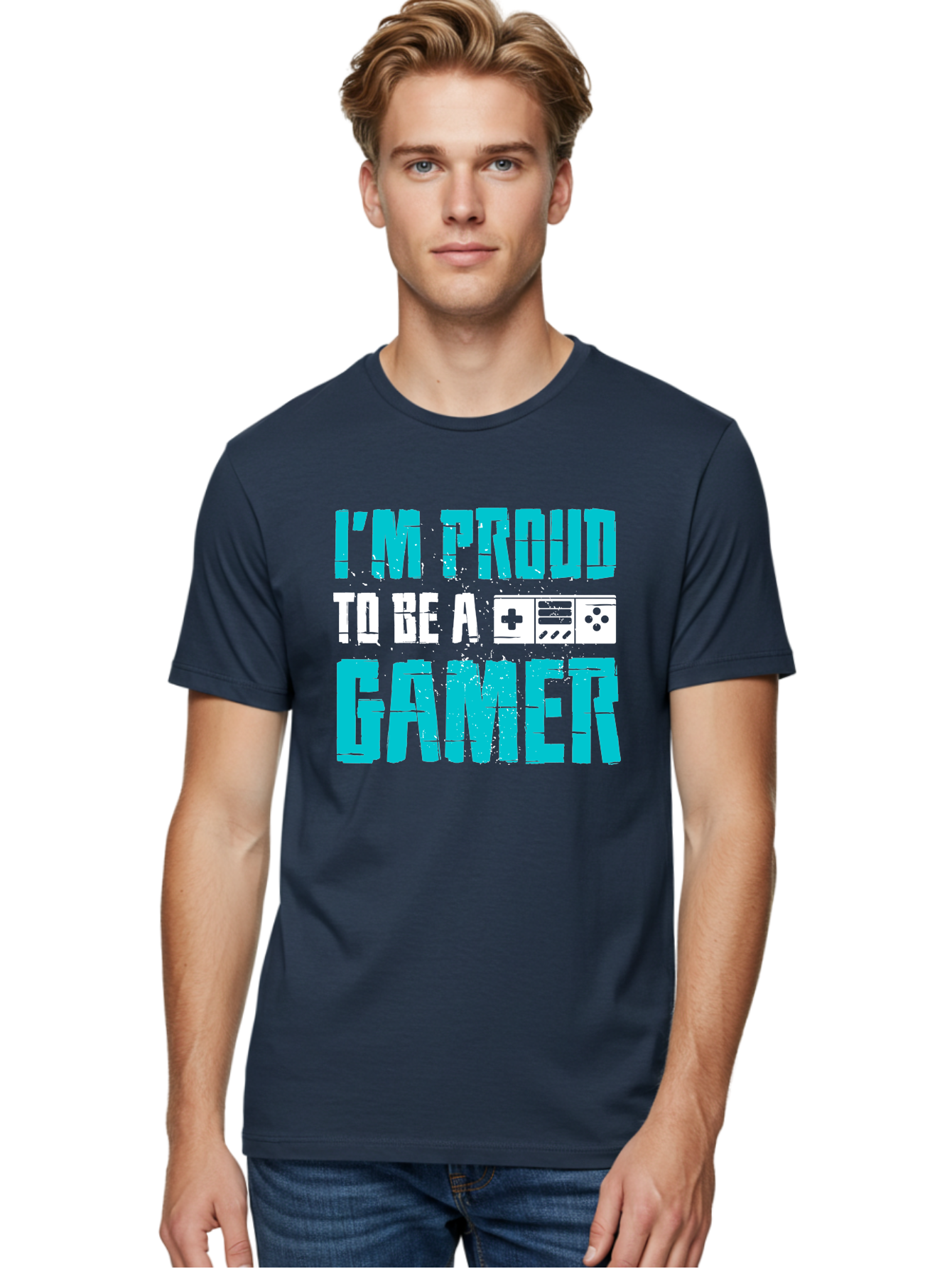 I-M-Proud-To-Be-A-Gamer Men'S Graphic Tee, 100% Cotton, Comfortable Casual Summer Wear, Machine Washable, Gaming Culture, Gamer Pride, Video Games, Gaming Community, Gamer Identity, Positive Affirmation, Game On -  Aaa647
