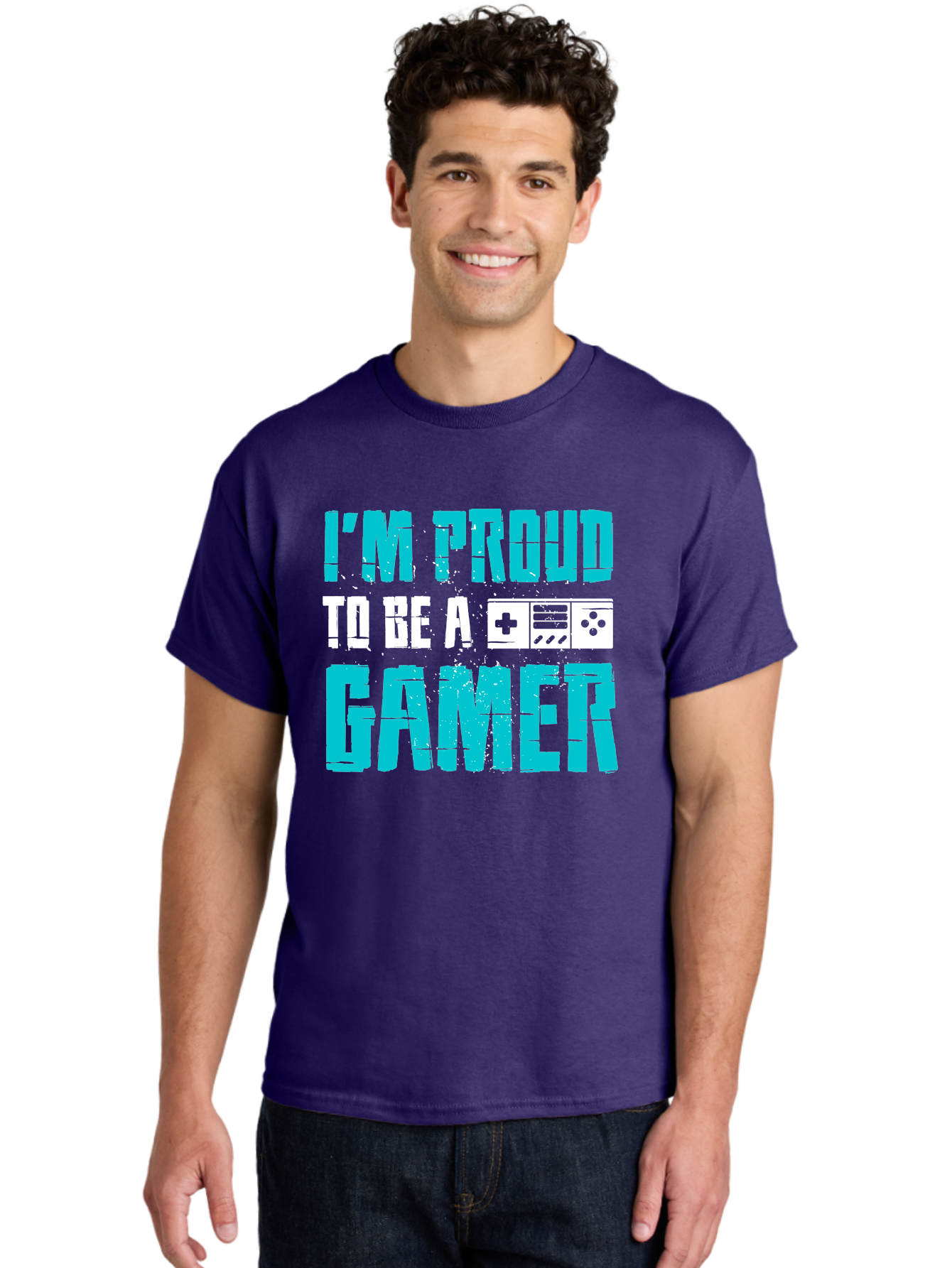 I-M-Proud-To-Be-A-Gamer Men'S Graphic Tee, 100% Cotton, Comfortable Casual Summer Wear, Machine Washable, Gaming Culture, Gamer Pride, Video Games, Gaming Community, Gamer Identity, Positive Affirmation, Game On -  Aaa647