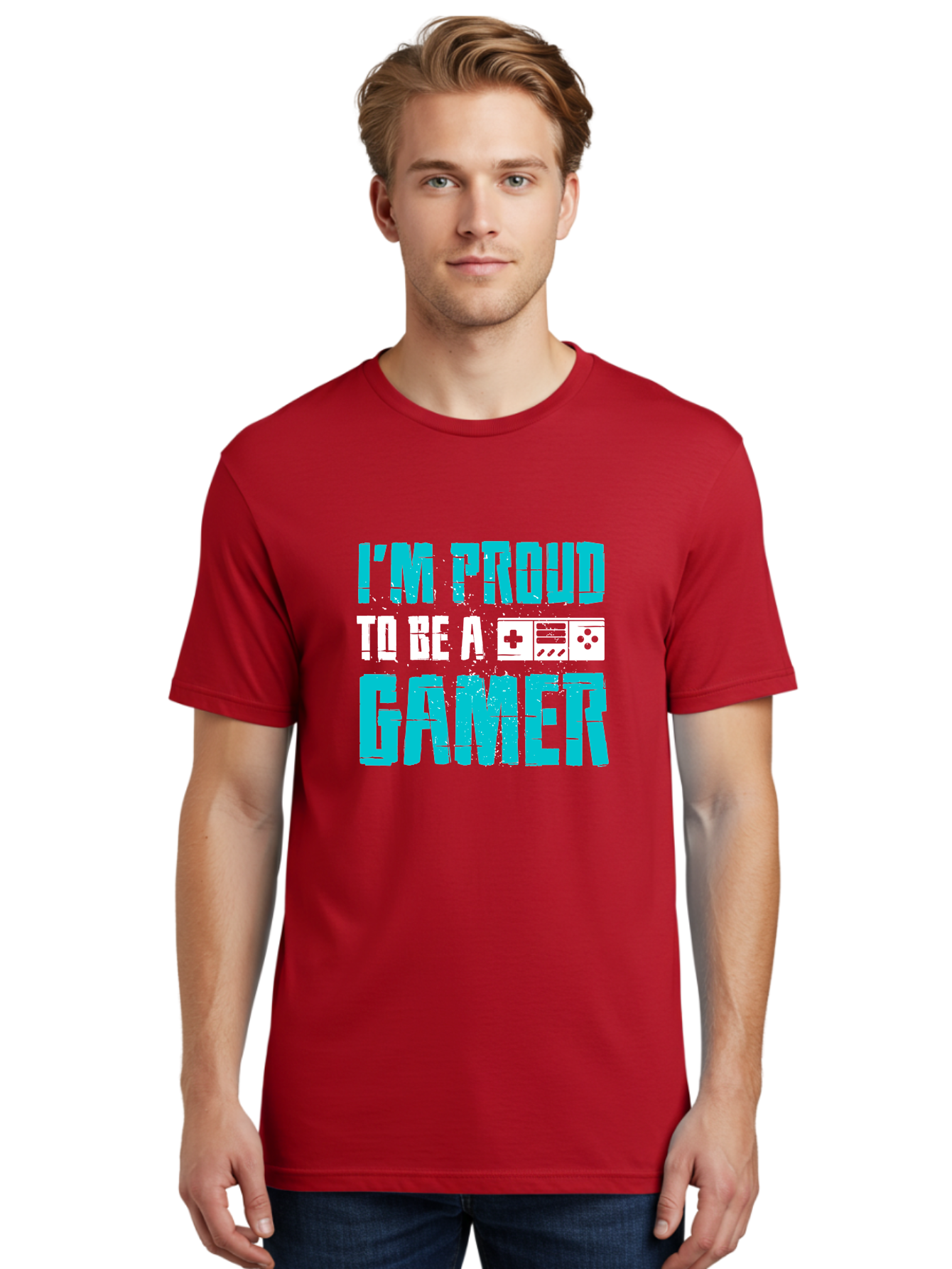 I-M-Proud-To-Be-A-Gamer Men'S Graphic Tee, 100% Cotton, Comfortable Casual Summer Wear, Machine Washable, Gaming Culture, Gamer Pride, Video Games, Gaming Community, Gamer Identity, Positive Affirmation, Game On -  Aaa647
