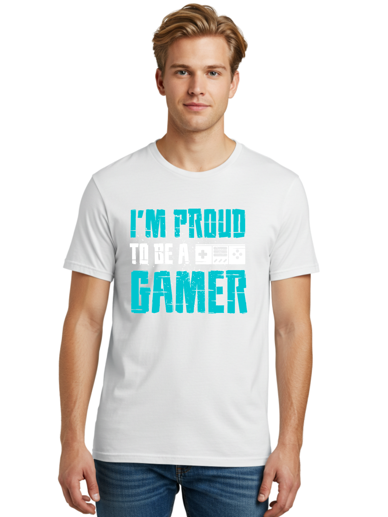 I-M-Proud-To-Be-A-Gamer Men'S Graphic Tee, 100% Cotton, Comfortable Casual Summer Wear, Machine Washable, Gaming Culture, Gamer Pride, Video Games, Gaming Community, Gamer Identity, Positive Affirmation, Game On -  Aaa647
