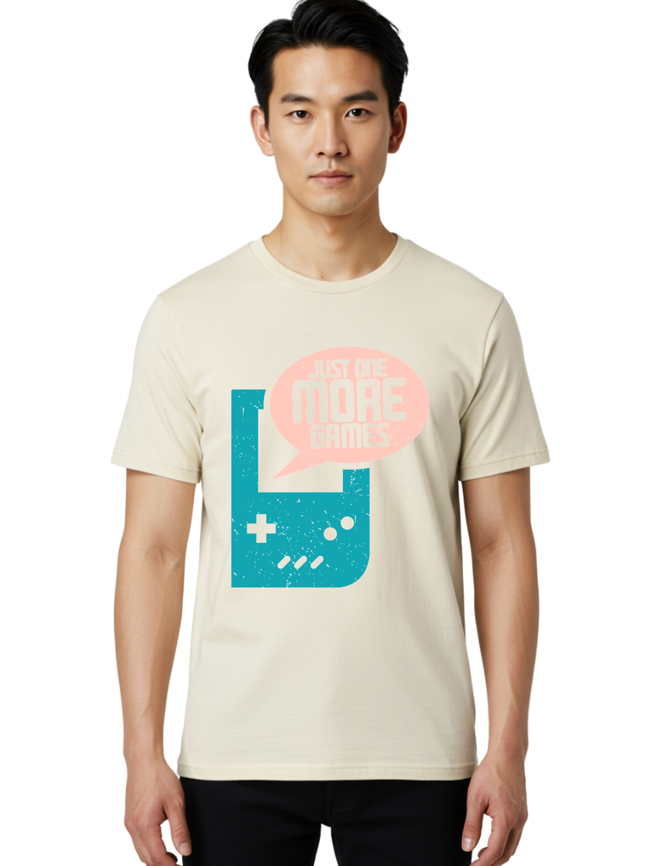 Just-One-More-Games Men'S Graphic Tee, 100% Cotton, Comfortable Casual Summer Wear, Machine Washable, Retro Gaming, Video Game Controller, Nostalgic Design, Just One More Games, Gaming Culture, Pixel Art, Retro Aesthetic, Gamer Quote, -  Aaa650