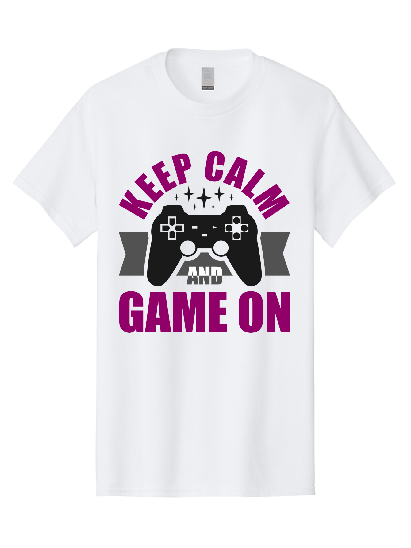 Keep-Calm-And-Game-On Men'S Graphic Tee, 100% Cotton, Comfortable Casual Summer Wear, Machine Washable, Gaming Inspiration, Motivational Quote, Video Game Controller, Keep Calm, Game On, Gaming Quote, Motivational Poster, -  Aaa651