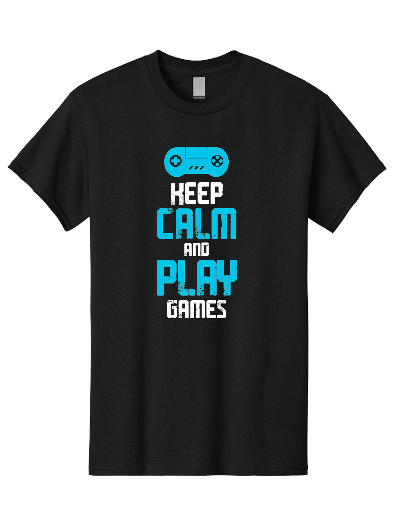 Keep-Calm-And-Play-Games Men'S Graphic Tee, 100% Cotton, Comfortable Casual Summer Wear, Machine Washable, Gaming Poster, Playful Design, Keep Calm Parody, Video Game Controller, Gamer Gift, Retro Gaming Style, Fun Typography, -  Aaa652