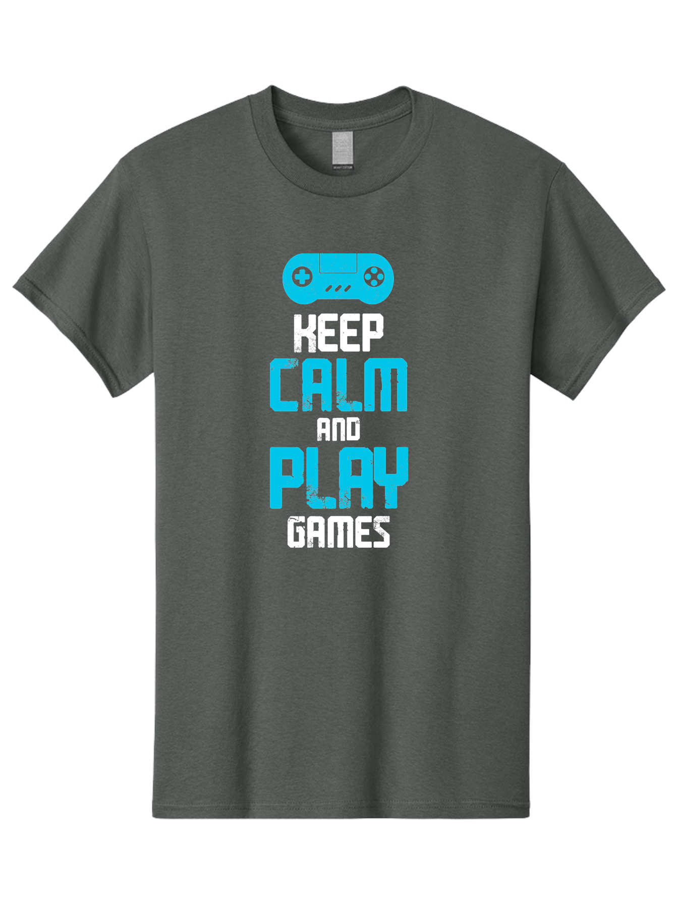Keep-Calm-And-Play-Games Men'S Graphic Tee, 100% Cotton, Comfortable Casual Summer Wear, Machine Washable, Gaming Poster, Playful Design, Keep Calm Parody, Video Game Controller, Gamer Gift, Retro Gaming Style, Fun Typography, -  Aaa652