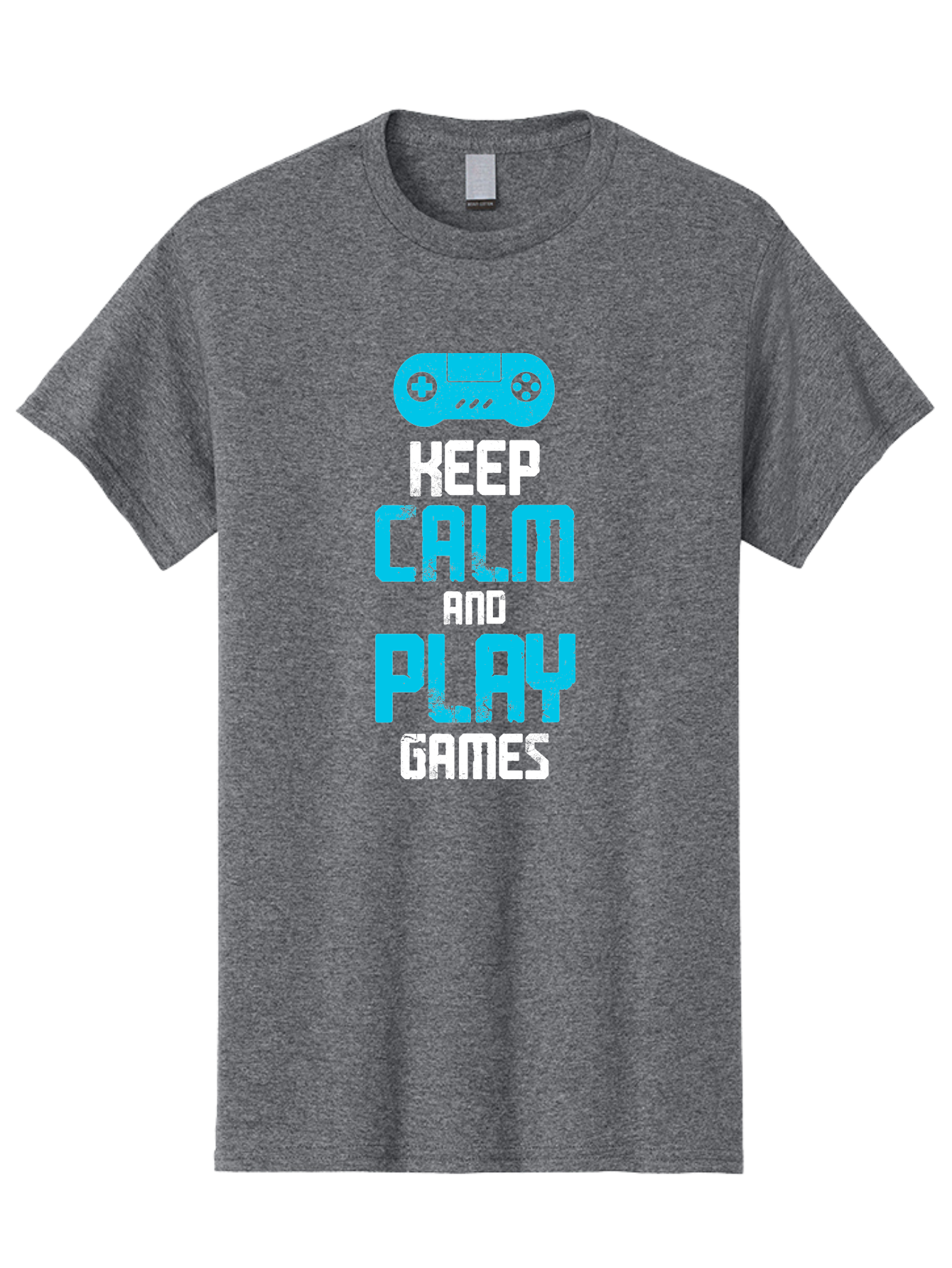 Keep-Calm-And-Play-Games Men'S Graphic Tee, 100% Cotton, Comfortable Casual Summer Wear, Machine Washable, Gaming Poster, Playful Design, Keep Calm Parody, Video Game Controller, Gamer Gift, Retro Gaming Style, Fun Typography, -  Aaa652