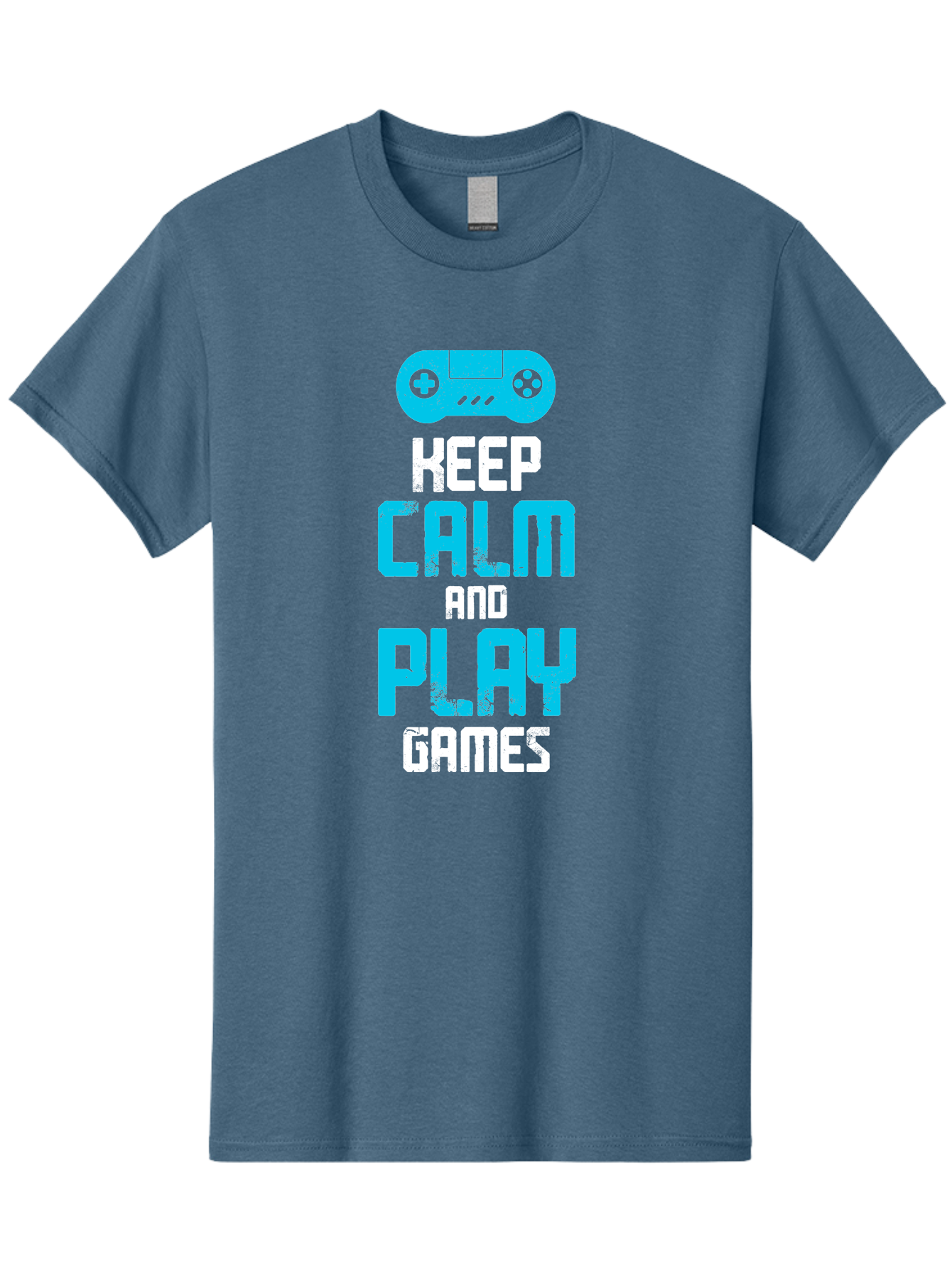 Keep-Calm-And-Play-Games Men'S Graphic Tee, 100% Cotton, Comfortable Casual Summer Wear, Machine Washable, Gaming Poster, Playful Design, Keep Calm Parody, Video Game Controller, Gamer Gift, Retro Gaming Style, Fun Typography, -  Aaa652