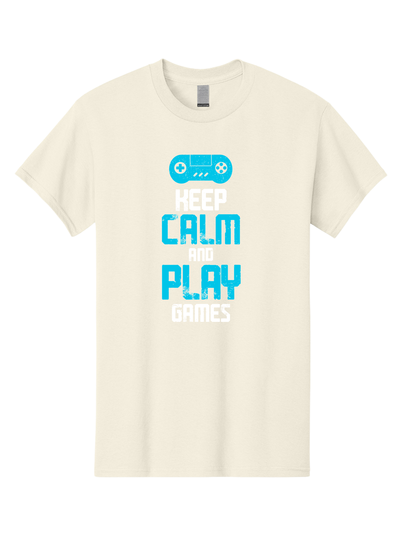 Keep-Calm-And-Play-Games Men'S Graphic Tee, 100% Cotton, Comfortable Casual Summer Wear, Machine Washable, Gaming Poster, Playful Design, Keep Calm Parody, Video Game Controller, Gamer Gift, Retro Gaming Style, Fun Typography, -  Aaa652