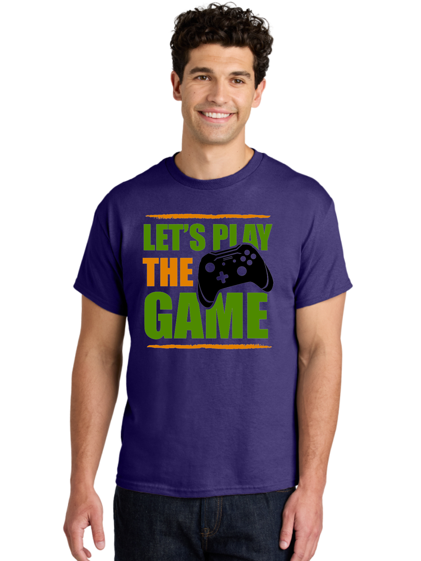 Let-S-Play-Game Men'S Graphic Tee, 100% Cotton, Comfortable Casual Summer Wear, Machine Washable, Game Controller, Playful Vibe, Gaming Inspiration, Let'S Play, Fun Gaming, Video Game, Gaming Culture, Gaming Community, Game On -  Aaa653
