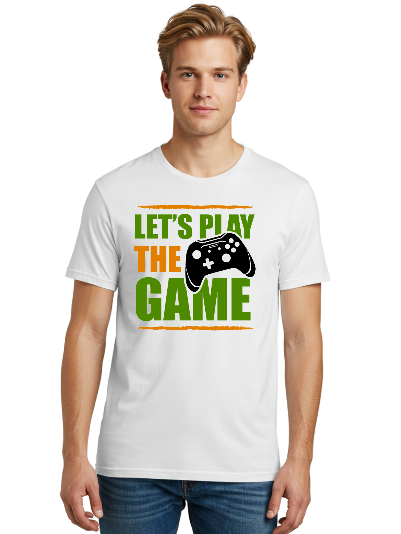 Let-S-Play-Game Men'S Graphic Tee, 100% Cotton, Comfortable Casual Summer Wear, Machine Washable, Game Controller, Playful Vibe, Gaming Inspiration, Let'S Play, Fun Gaming, Video Game, Gaming Culture, Gaming Community, Game On -  Aaa653