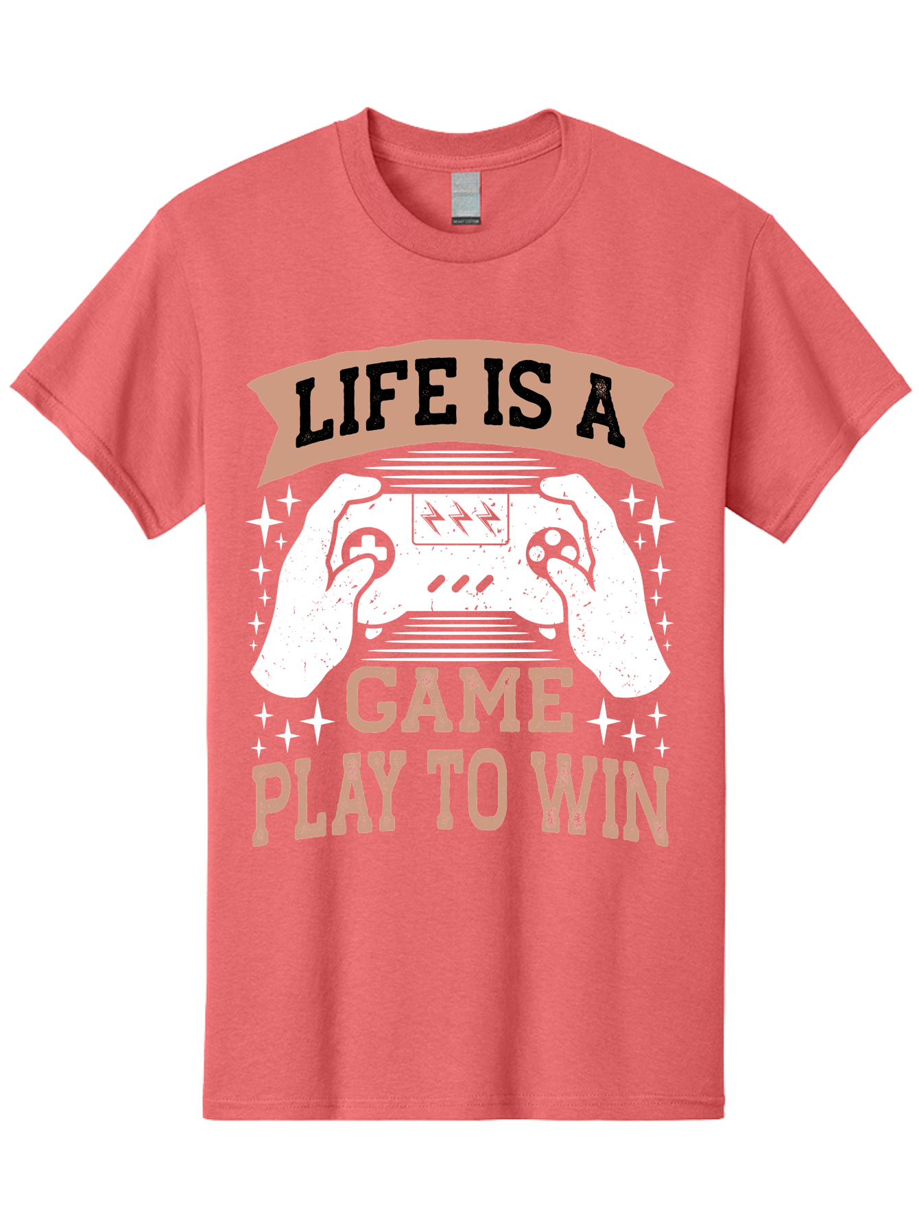 Life-Is-A-Game-Play-To-Win Men'S Graphic Tee, 100% Cotton, Comfortable Casual Summer Wear, Machine Washable, Gaming Inspiration, Game Controller, Motivational Quote, Life Is A Game, Play To Win, Video Game Culture, Gamer Motivation, -  Aaa654