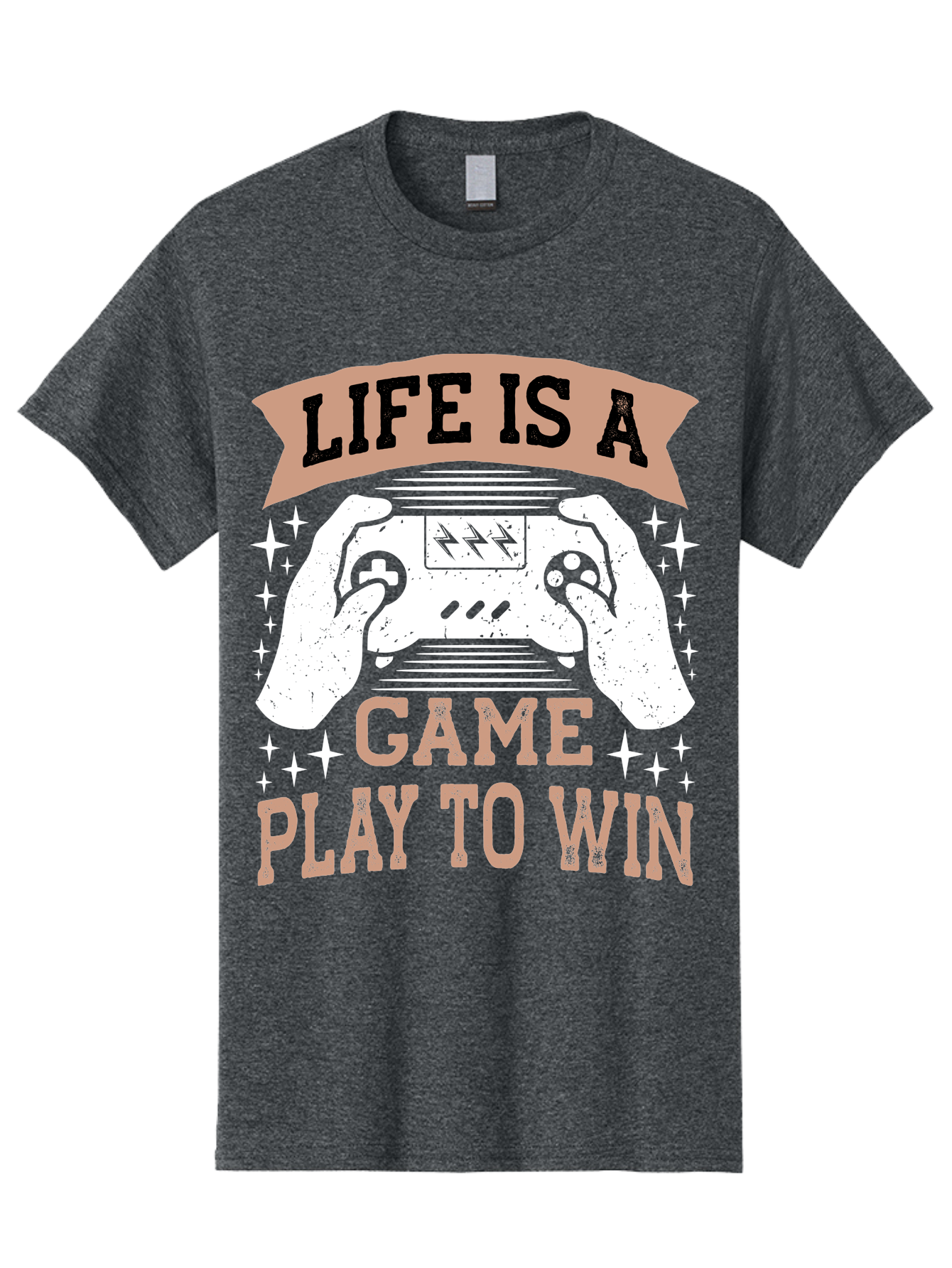 Life-Is-A-Game-Play-To-Win Men'S Graphic Tee, 100% Cotton, Comfortable Casual Summer Wear, Machine Washable, Gaming Inspiration, Game Controller, Motivational Quote, Life Is A Game, Play To Win, Video Game Culture, Gamer Motivation, -  Aaa654