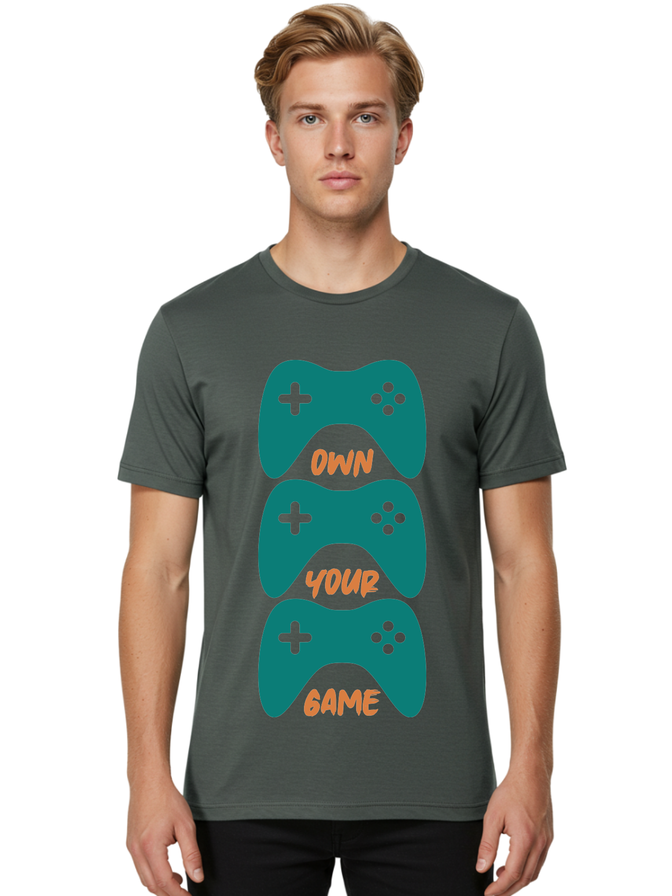 Own-Your-Game Men'S Graphic Tee, 100% Cotton, Comfortable Casual Summer Wear, Machine Washable, Video Game Controllers, Gaming, Gaming Culture, Own Your Game, Game Controllers, Playful Design, Console Gaming, Motivational Quote -  Aaa655