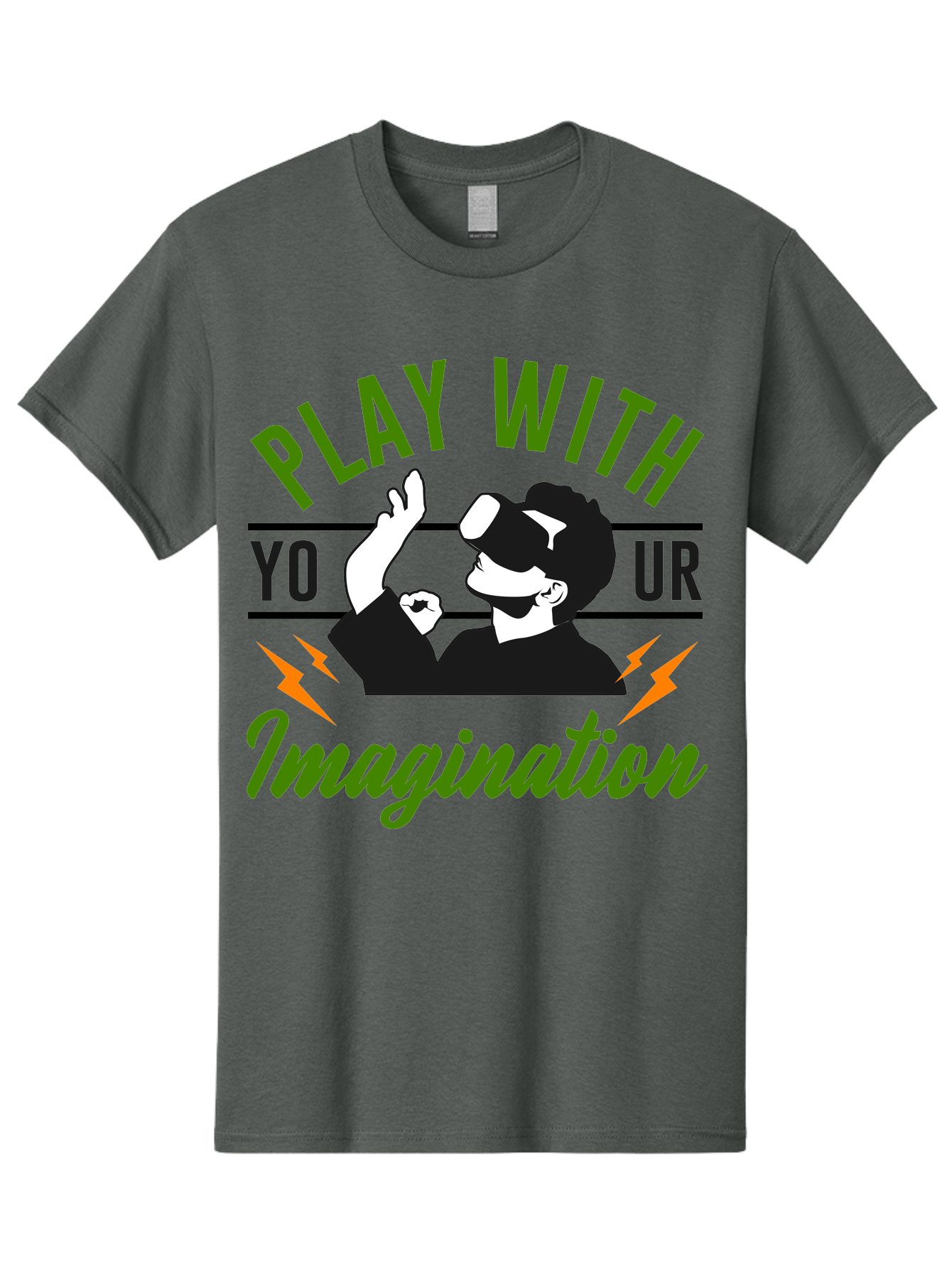 Play-With-Your-Imagination Men'S Graphic Tee, 100% Cotton, Comfortable Casual Summer Wear, Machine Washable, Virtual Reality Experience, Gaming Technology, Futuristic Entertainment, Immersive World, Creative Freedom, Innovative Design, -  Aaa656