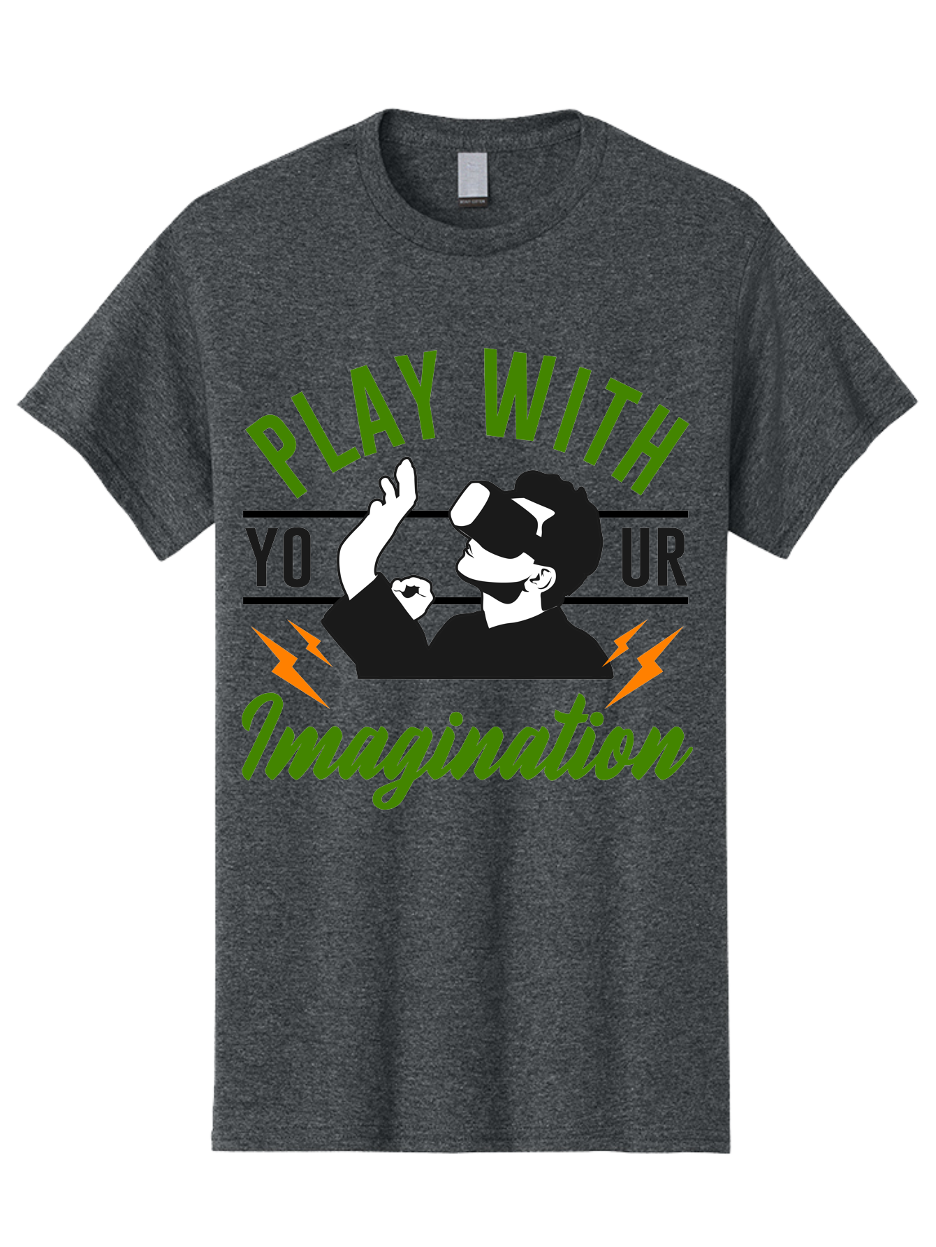 Play-With-Your-Imagination Men'S Graphic Tee, 100% Cotton, Comfortable Casual Summer Wear, Machine Washable, Virtual Reality Experience, Gaming Technology, Futuristic Entertainment, Immersive World, Creative Freedom, Innovative Design, -  Aaa656