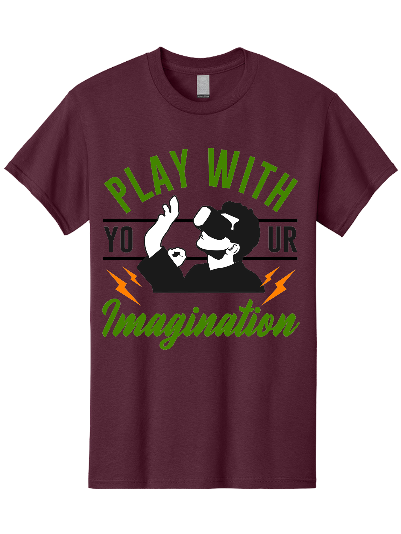 Play-With-Your-Imagination Men'S Graphic Tee, 100% Cotton, Comfortable Casual Summer Wear, Machine Washable, Virtual Reality Experience, Gaming Technology, Futuristic Entertainment, Immersive World, Creative Freedom, Innovative Design, -  Aaa656