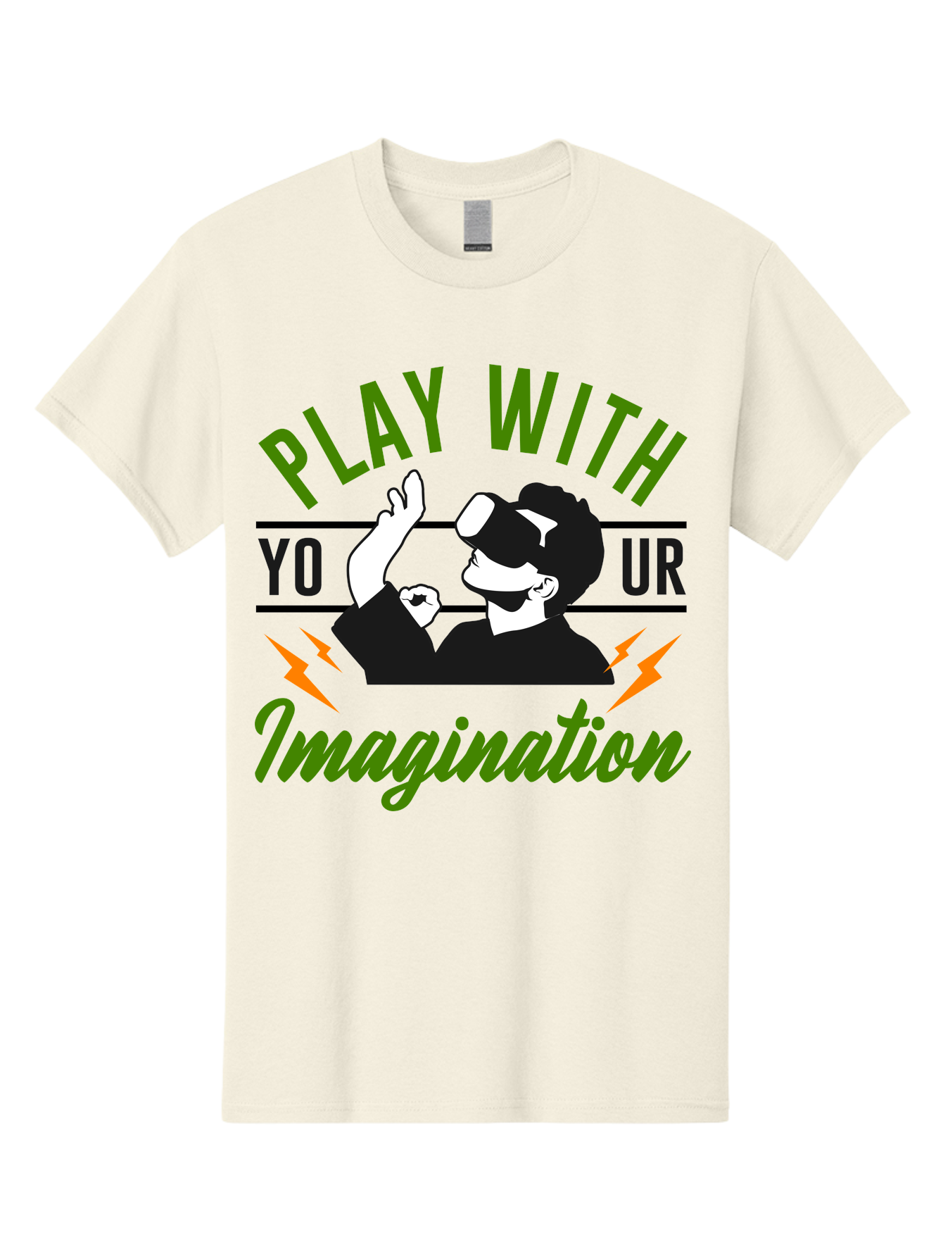 Play-With-Your-Imagination Men'S Graphic Tee, 100% Cotton, Comfortable Casual Summer Wear, Machine Washable, Virtual Reality Experience, Gaming Technology, Futuristic Entertainment, Immersive World, Creative Freedom, Innovative Design, -  Aaa656