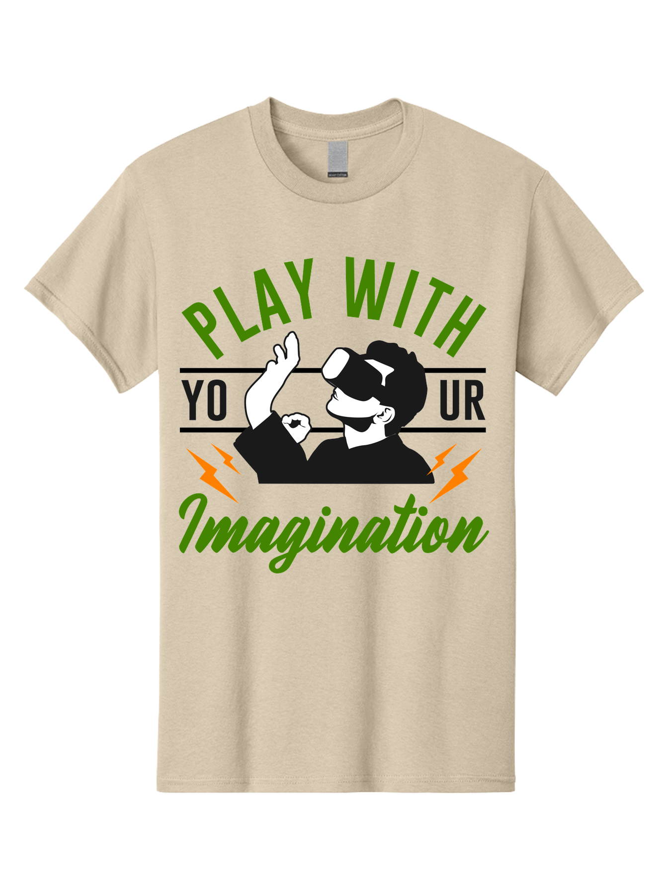 Play-With-Your-Imagination Men'S Graphic Tee, 100% Cotton, Comfortable Casual Summer Wear, Machine Washable, Virtual Reality Experience, Gaming Technology, Futuristic Entertainment, Immersive World, Creative Freedom, Innovative Design, -  Aaa656