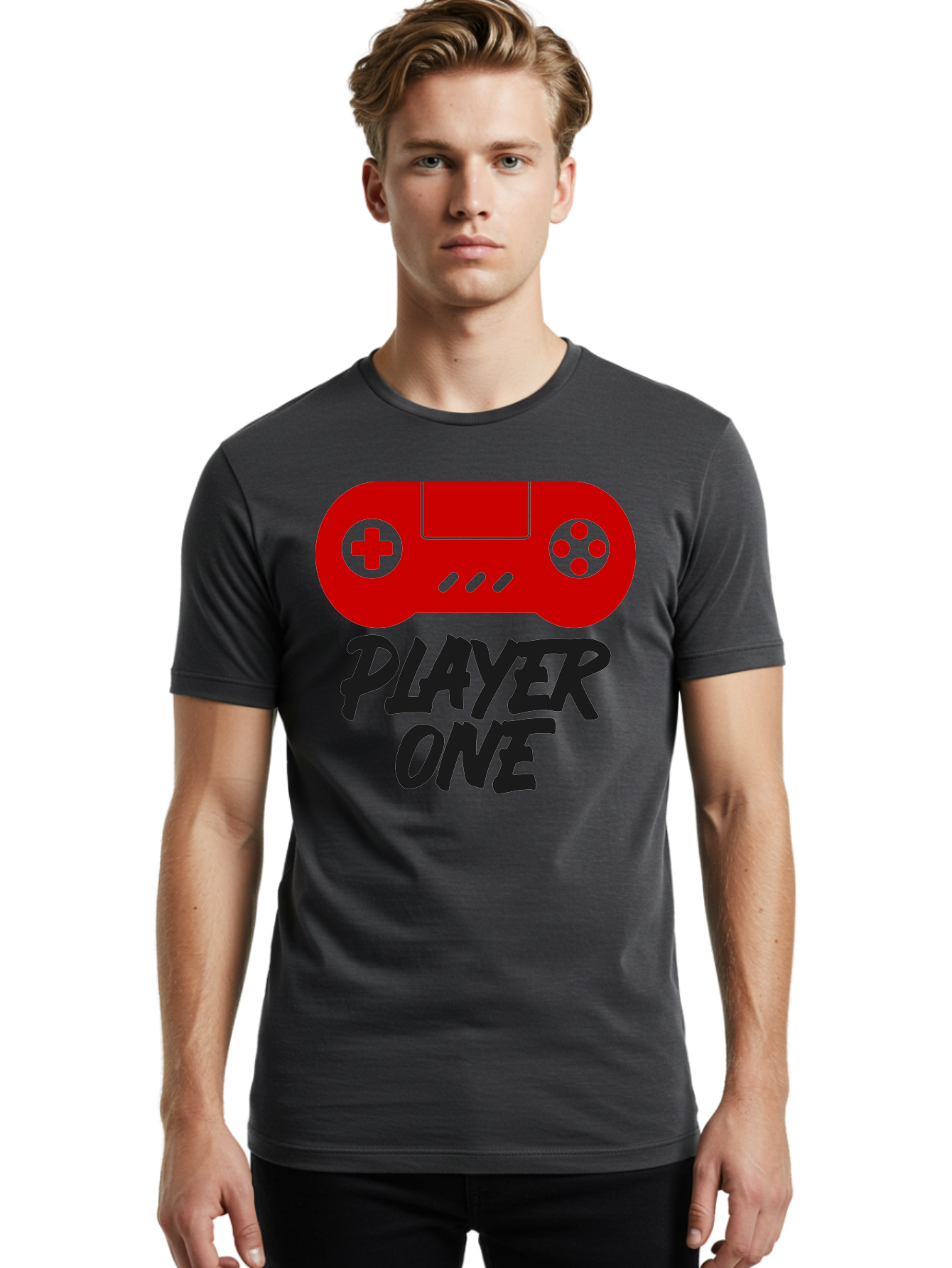 Player-One Men'S Graphic Tee, 100% Cotton, Comfortable Casual Summer Wear, Machine Washable, Retro Video Game, Vintage Gaming, Player One, Classic Console, Gaming Nostalgia, Pixel Art, Retro Aesthetic, Graphic Design -  Aaa657