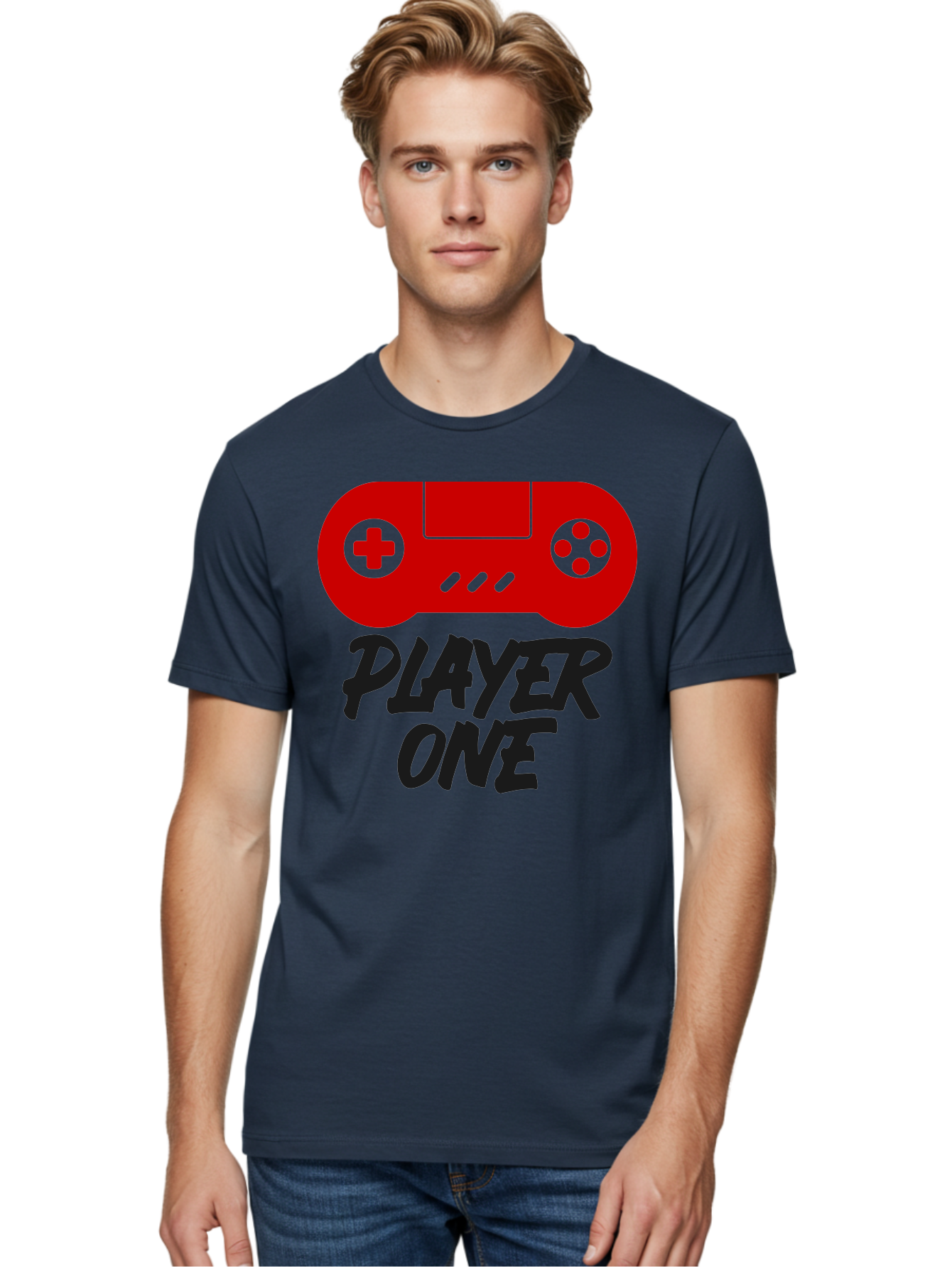 Player-One Men'S Graphic Tee, 100% Cotton, Comfortable Casual Summer Wear, Machine Washable, Retro Video Game, Vintage Gaming, Player One, Classic Console, Gaming Nostalgia, Pixel Art, Retro Aesthetic, Graphic Design -  Aaa657