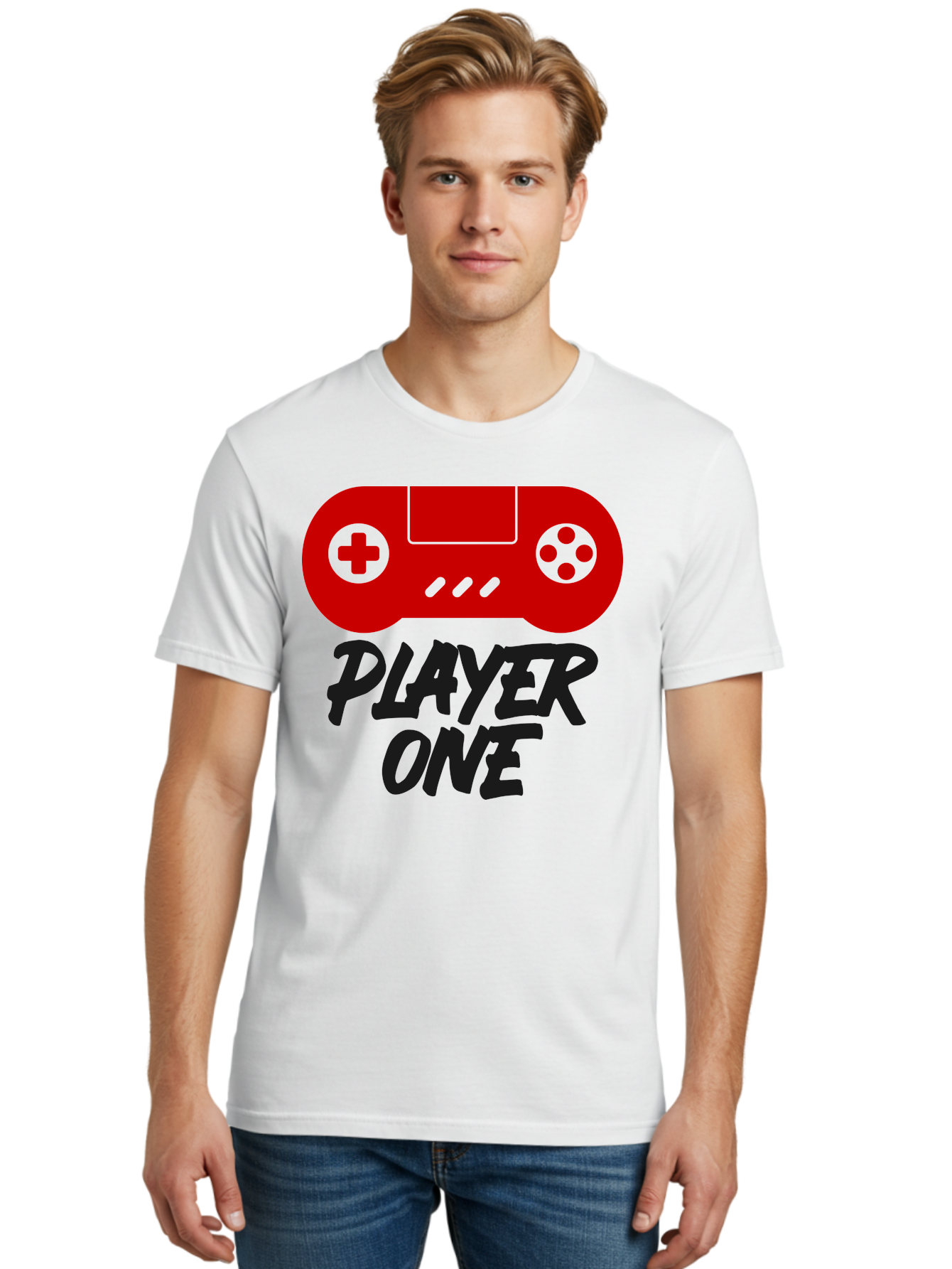 Player-One Men'S Graphic Tee, 100% Cotton, Comfortable Casual Summer Wear, Machine Washable, Retro Video Game, Vintage Gaming, Player One, Classic Console, Gaming Nostalgia, Pixel Art, Retro Aesthetic, Graphic Design -  Aaa657