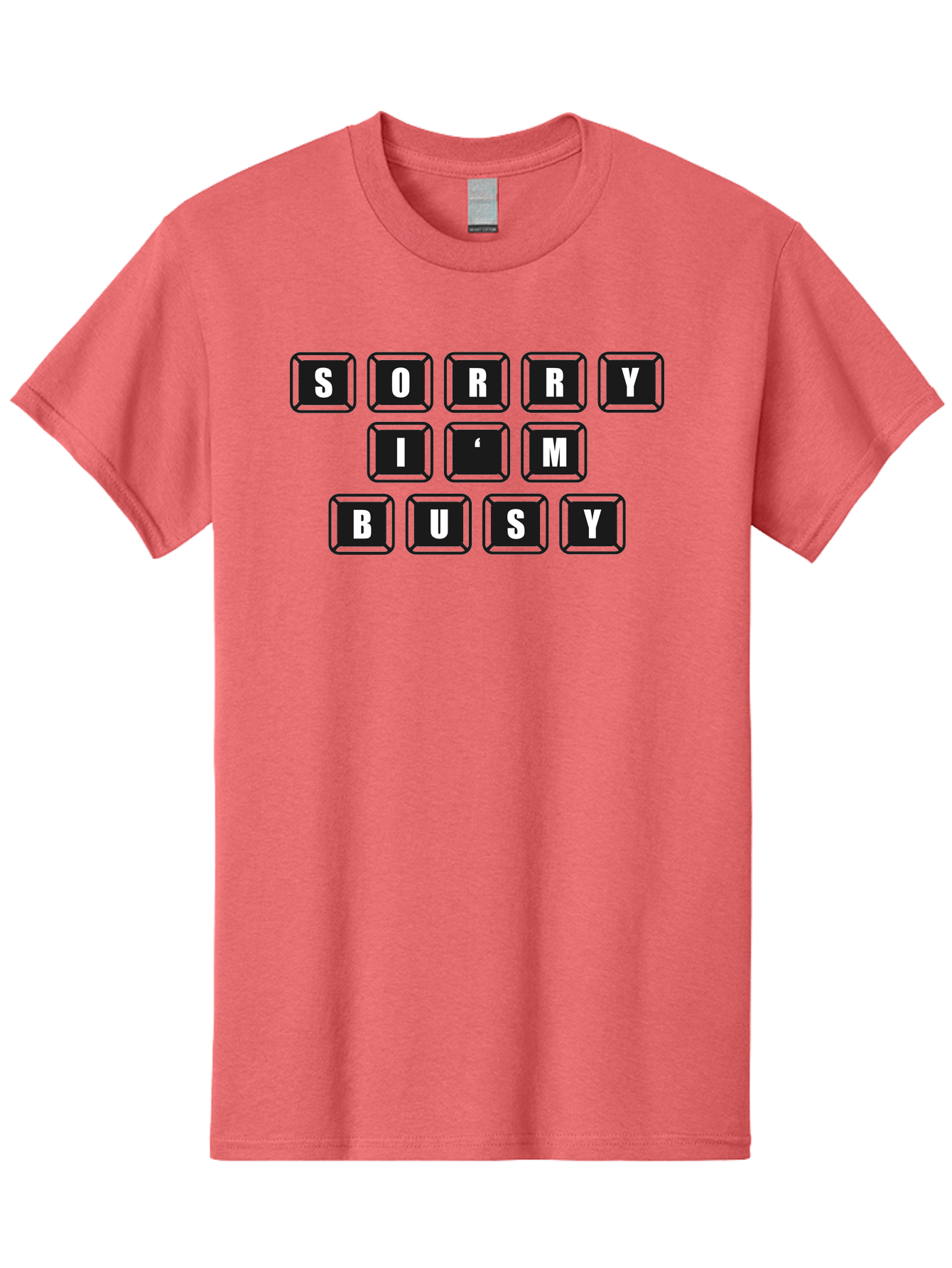 Sorry-I-M-Busy Men'S Graphic Tee, 100% Cotton, Comfortable Casual Summer Wear, Machine Washable, Keyboard Keys, Sorry Message, Busy Status, Retro Computer, Nostalgic Design, Typing Layout, Simple Font, Tech Graphics, Computer Nostalgia, -  Aaa659