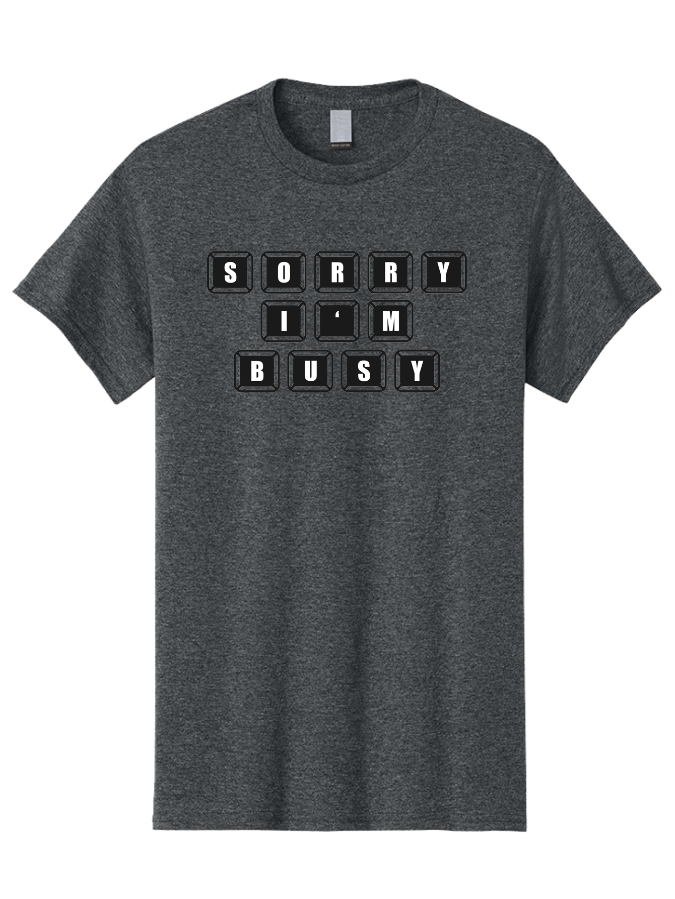 Sorry-I-M-Busy Men'S Graphic Tee, 100% Cotton, Comfortable Casual Summer Wear, Machine Washable, Keyboard Keys, Sorry Message, Busy Status, Retro Computer, Nostalgic Design, Typing Layout, Simple Font, Tech Graphics, Computer Nostalgia, -  Aaa659
