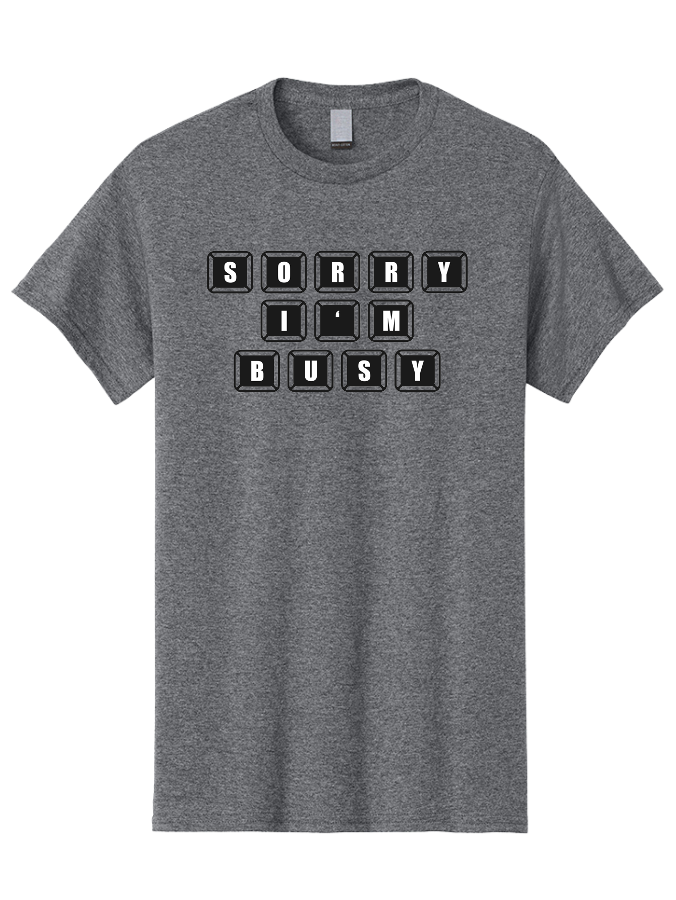Sorry-I-M-Busy Men'S Graphic Tee, 100% Cotton, Comfortable Casual Summer Wear, Machine Washable, Keyboard Keys, Sorry Message, Busy Status, Retro Computer, Nostalgic Design, Typing Layout, Simple Font, Tech Graphics, Computer Nostalgia, -  Aaa659