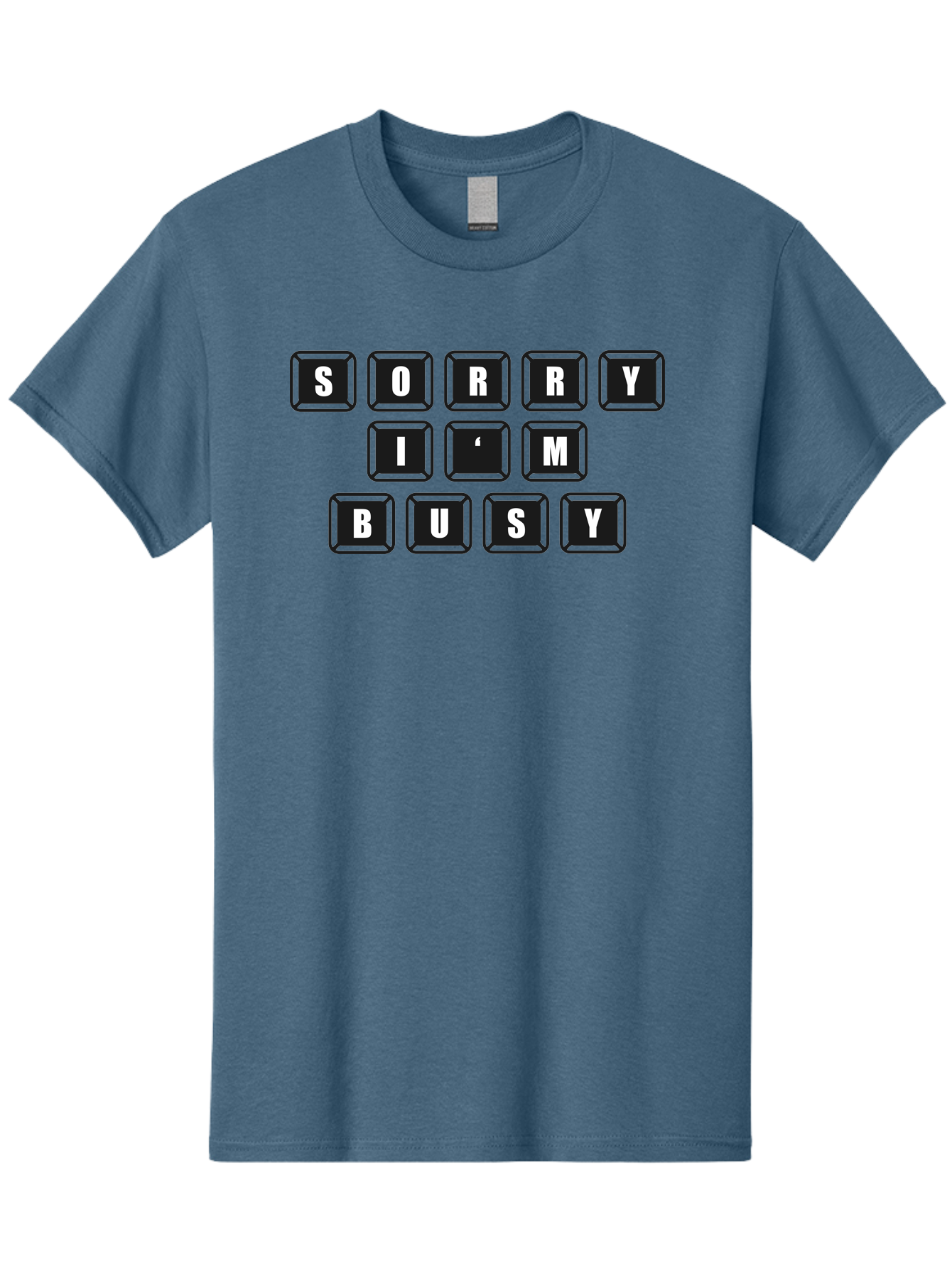 Sorry-I-M-Busy Men'S Graphic Tee, 100% Cotton, Comfortable Casual Summer Wear, Machine Washable, Keyboard Keys, Sorry Message, Busy Status, Retro Computer, Nostalgic Design, Typing Layout, Simple Font, Tech Graphics, Computer Nostalgia, -  Aaa659